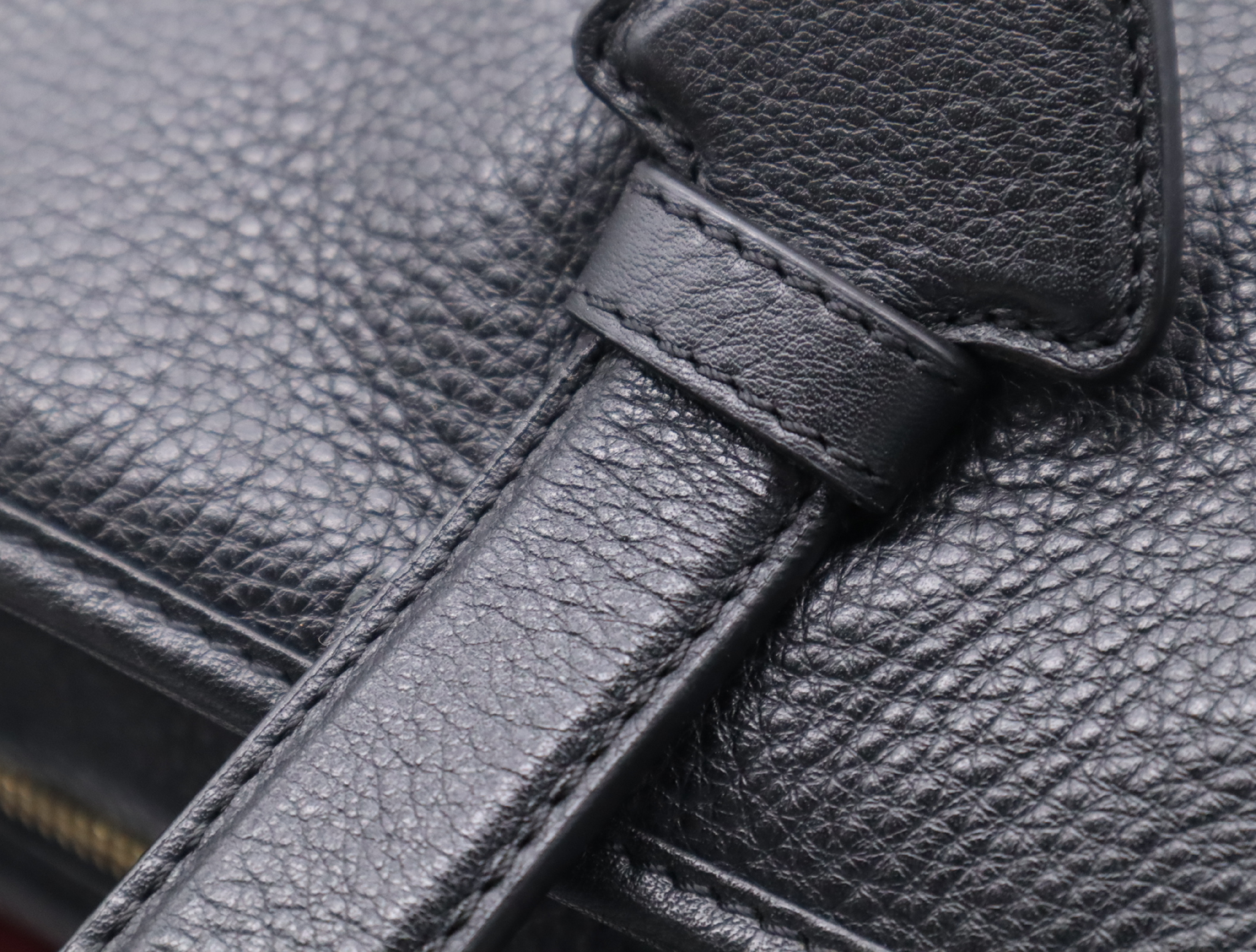 Leather Tote Bag with Black Gold Hardware and Shoulder Strap — view 11