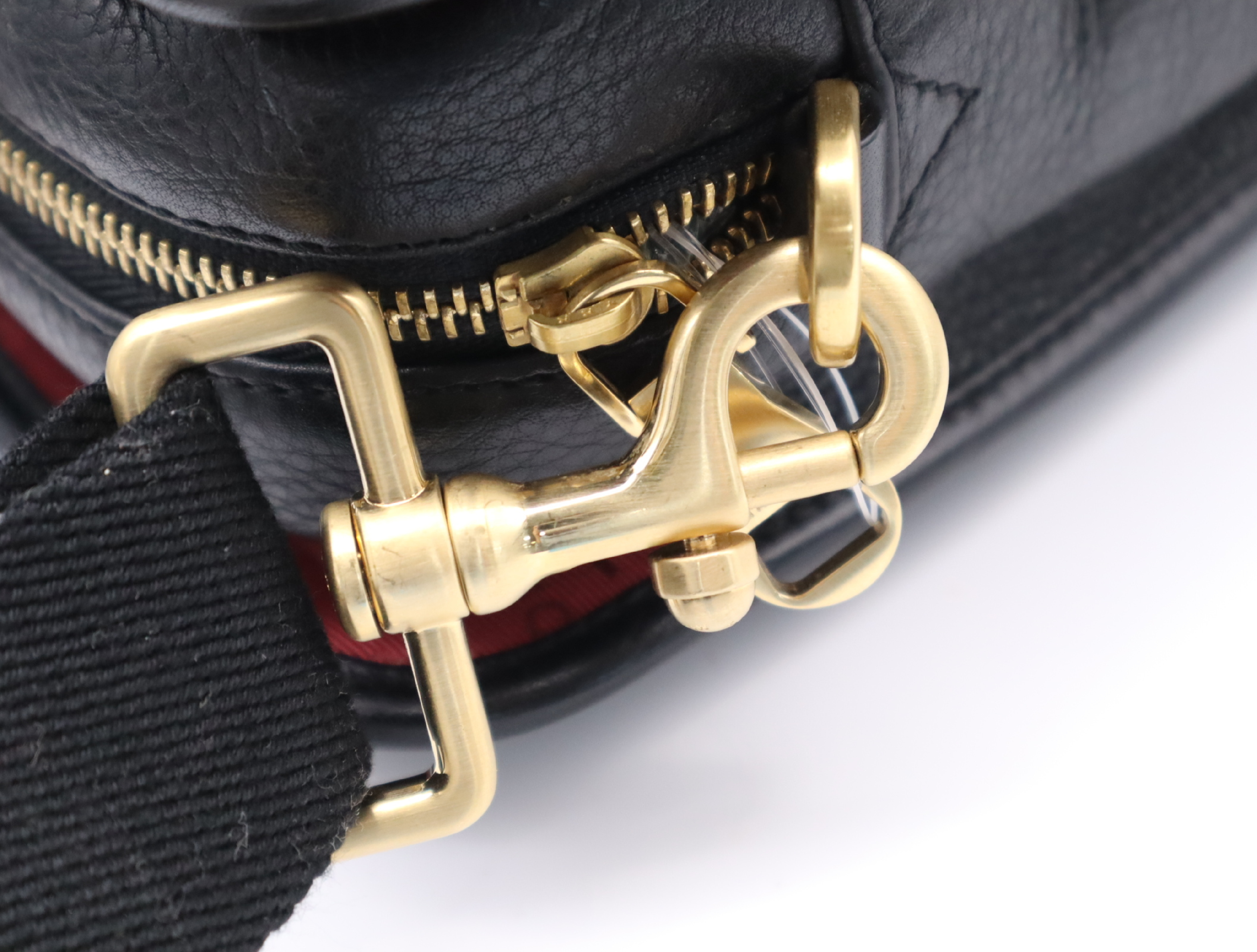 Leather Tote Bag with Black Gold Hardware and Shoulder Strap — view 12