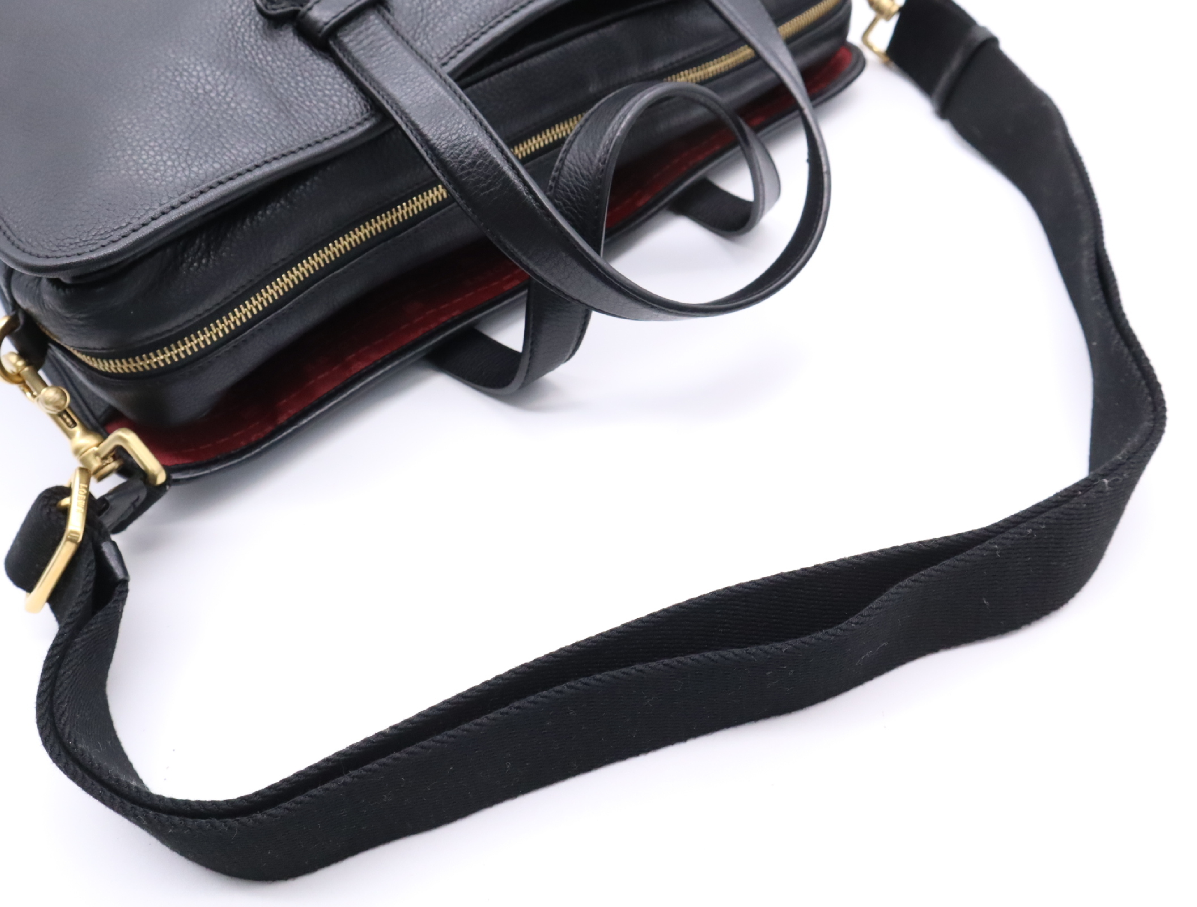 Leather Tote Bag with Black Gold Hardware and Shoulder Strap — view 13