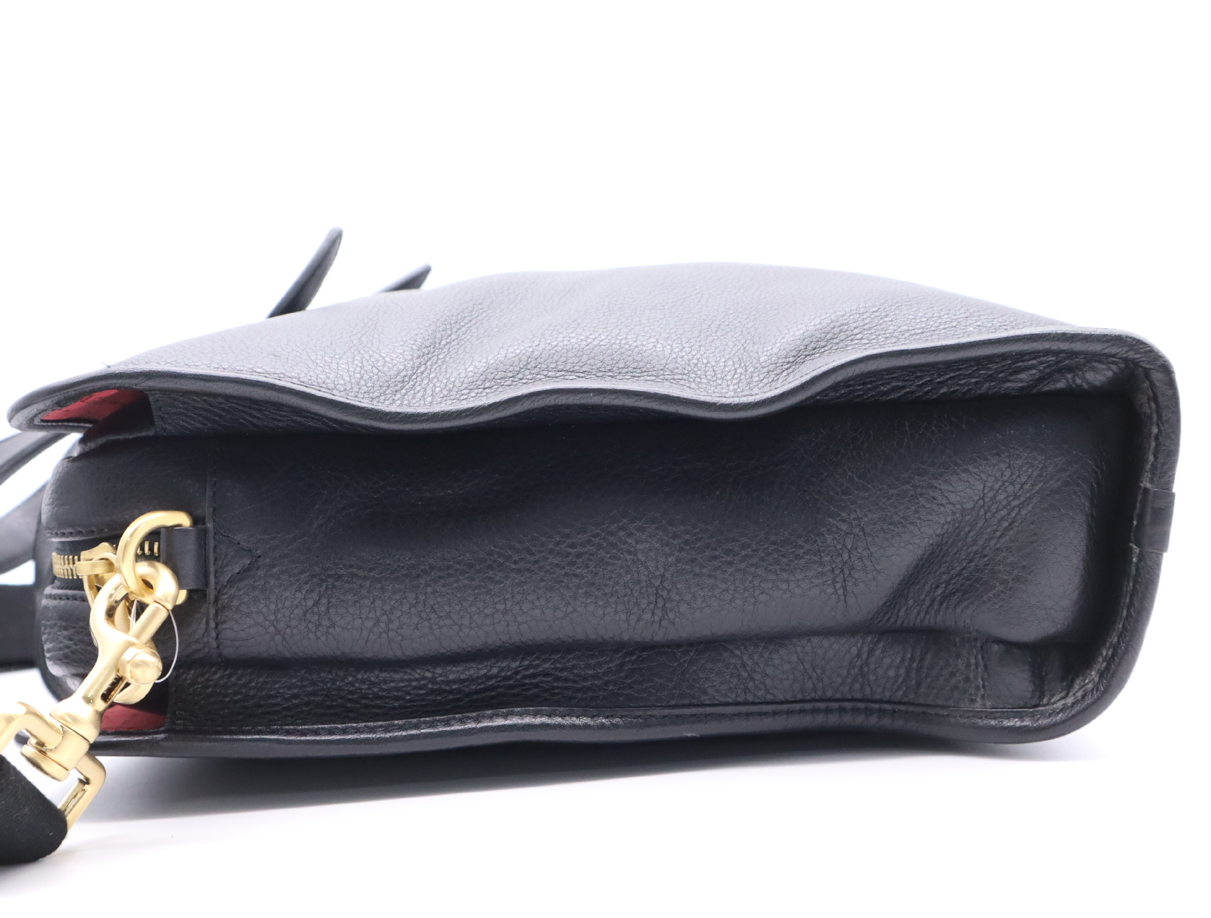 Leather Tote Bag with Black Gold Hardware and Shoulder Strap — view 3