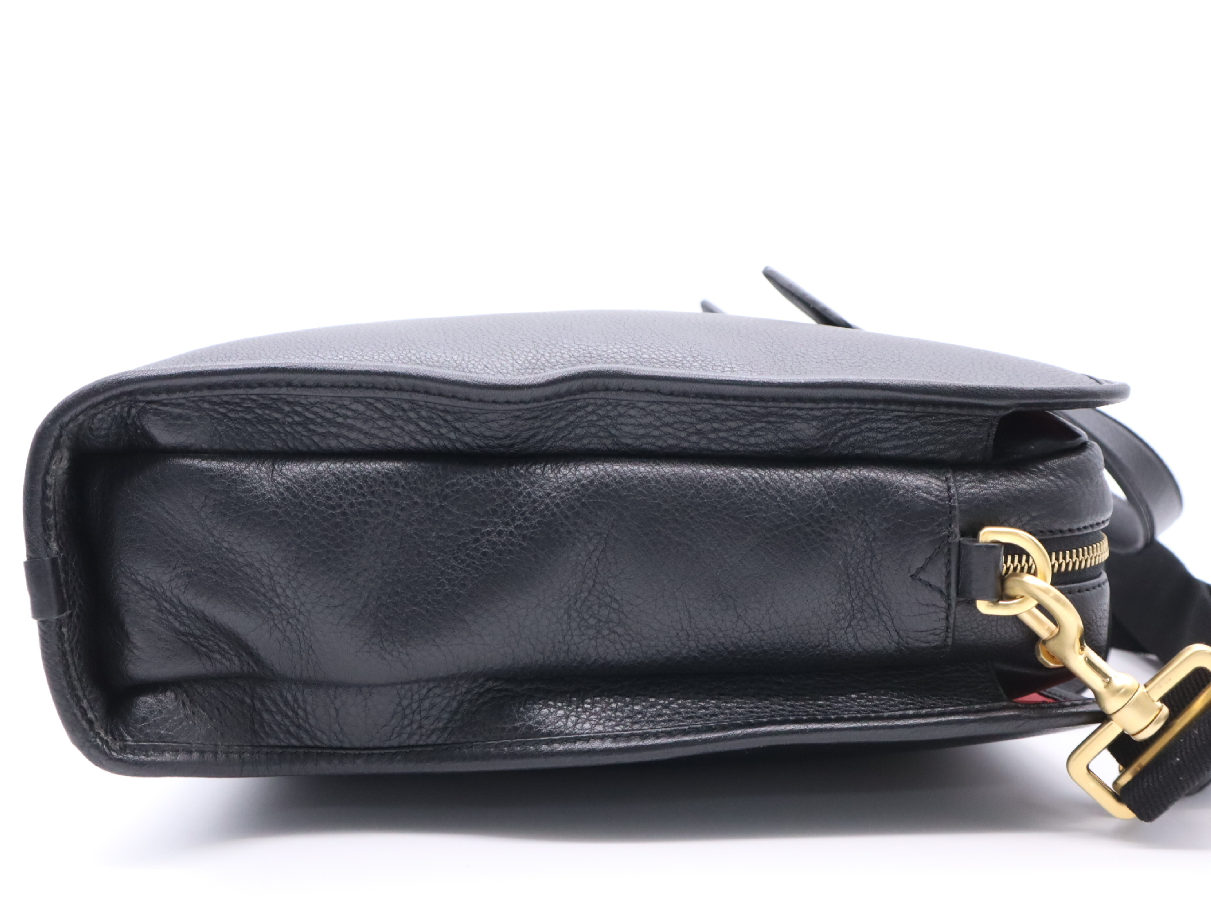 Leather Tote Bag with Black Gold Hardware and Shoulder Strap — view 5