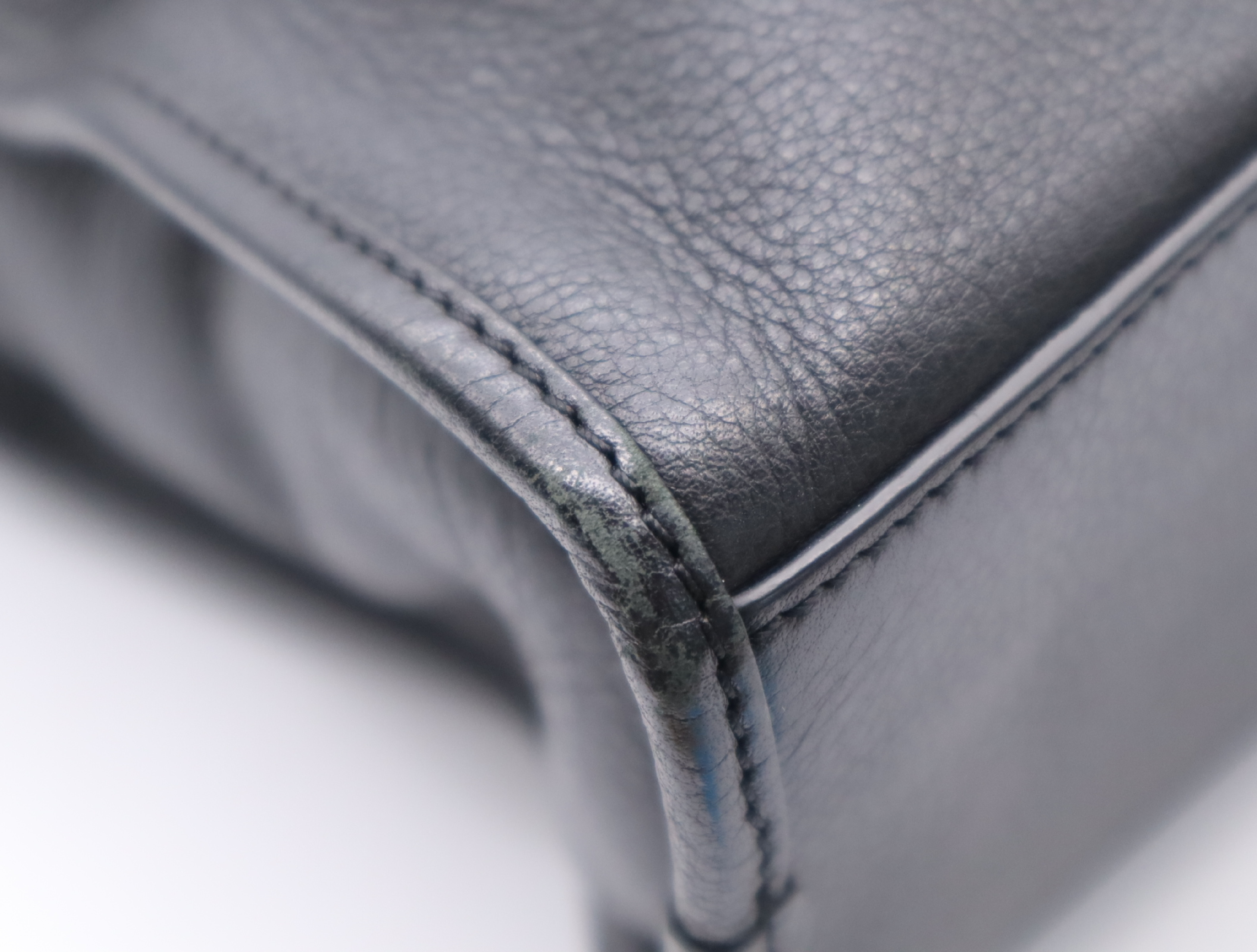 Leather Tote Bag with Black Gold Hardware and Shoulder Strap — view 6