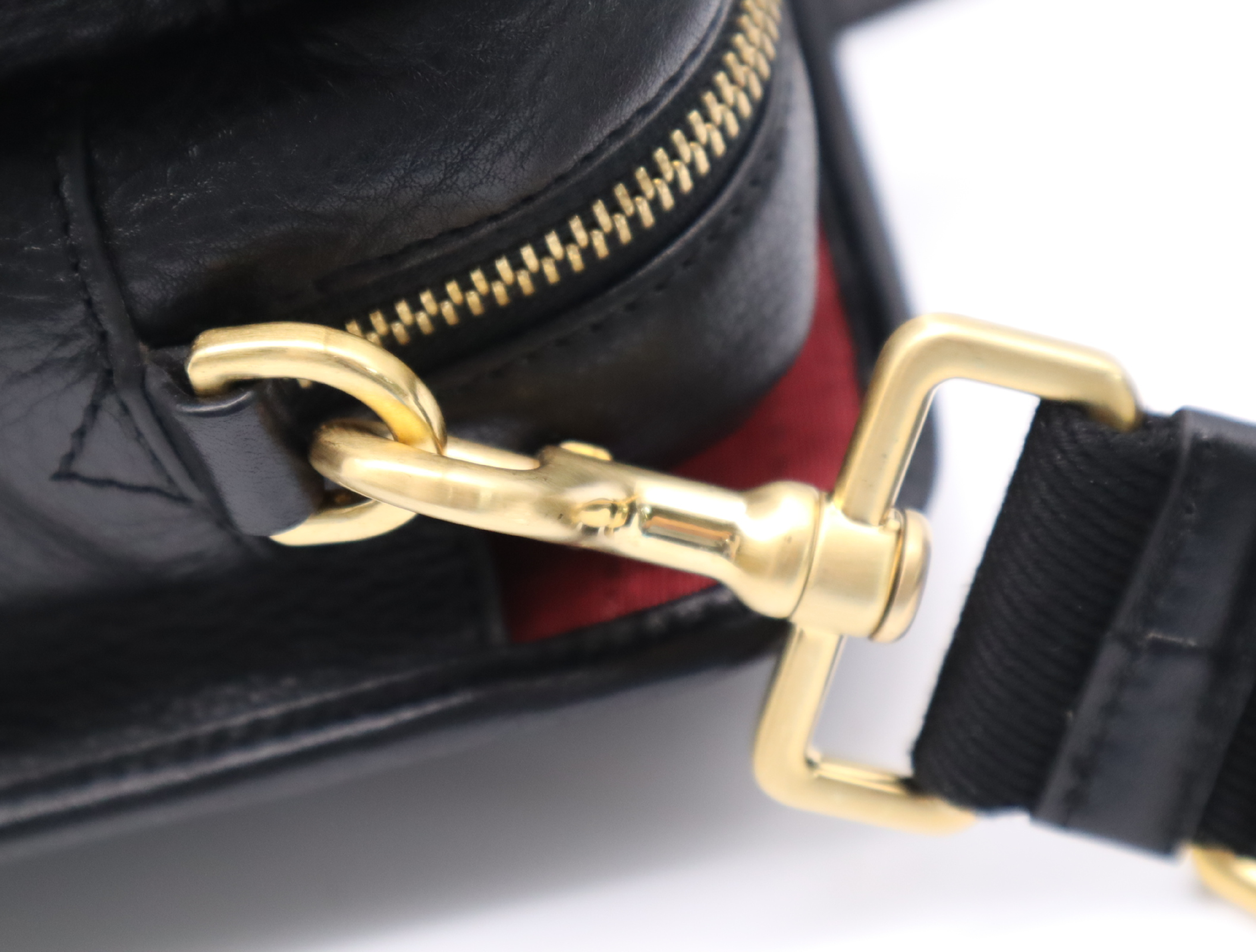 Leather Tote Bag with Black Gold Hardware and Shoulder Strap — view 8