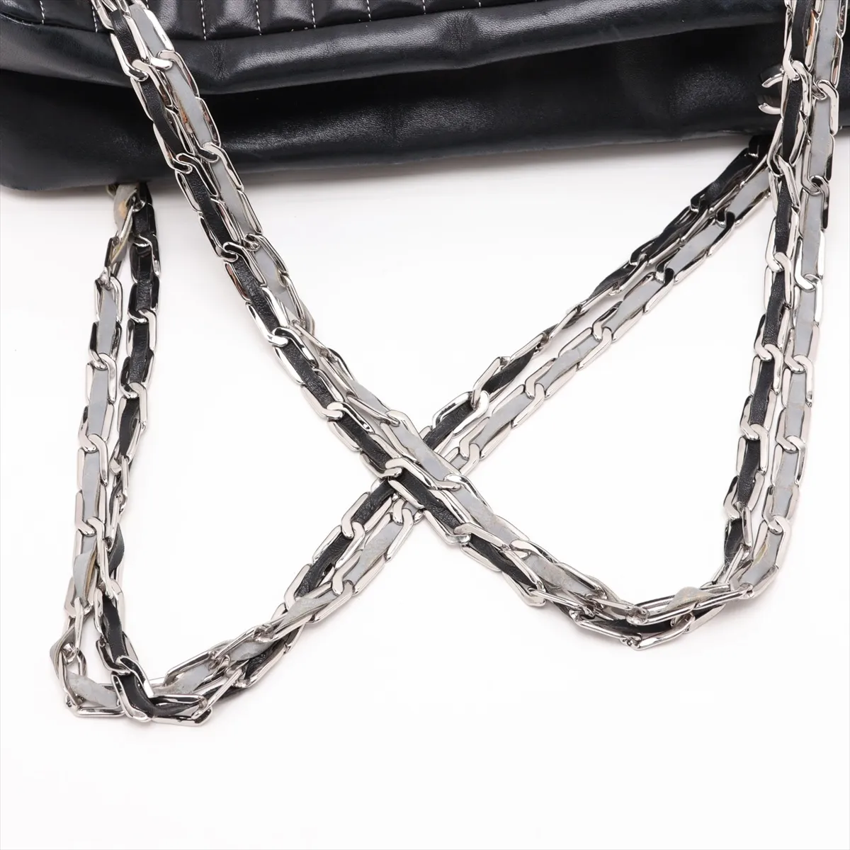 New Mademoiselle Lambskin Chain Shoulder Bag, Black with Silver Hardware, 10425842 (Serial Number in the 10s) — view 5
