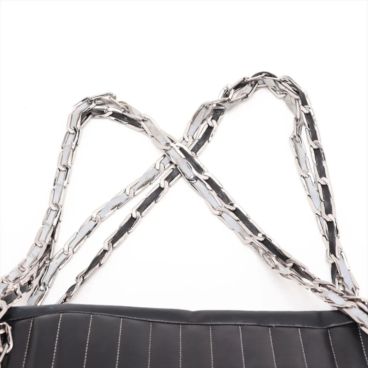 New Mademoiselle Lambskin Chain Shoulder Bag, Black with Silver Hardware, 10425842 (Serial Number in the 10s) — view 6