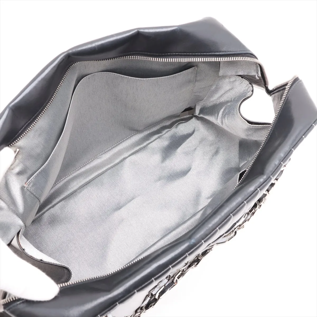 New Mademoiselle Lambskin Chain Shoulder Bag, Black with Silver Hardware, 10425842 (Serial Number in the 10s) — view 7