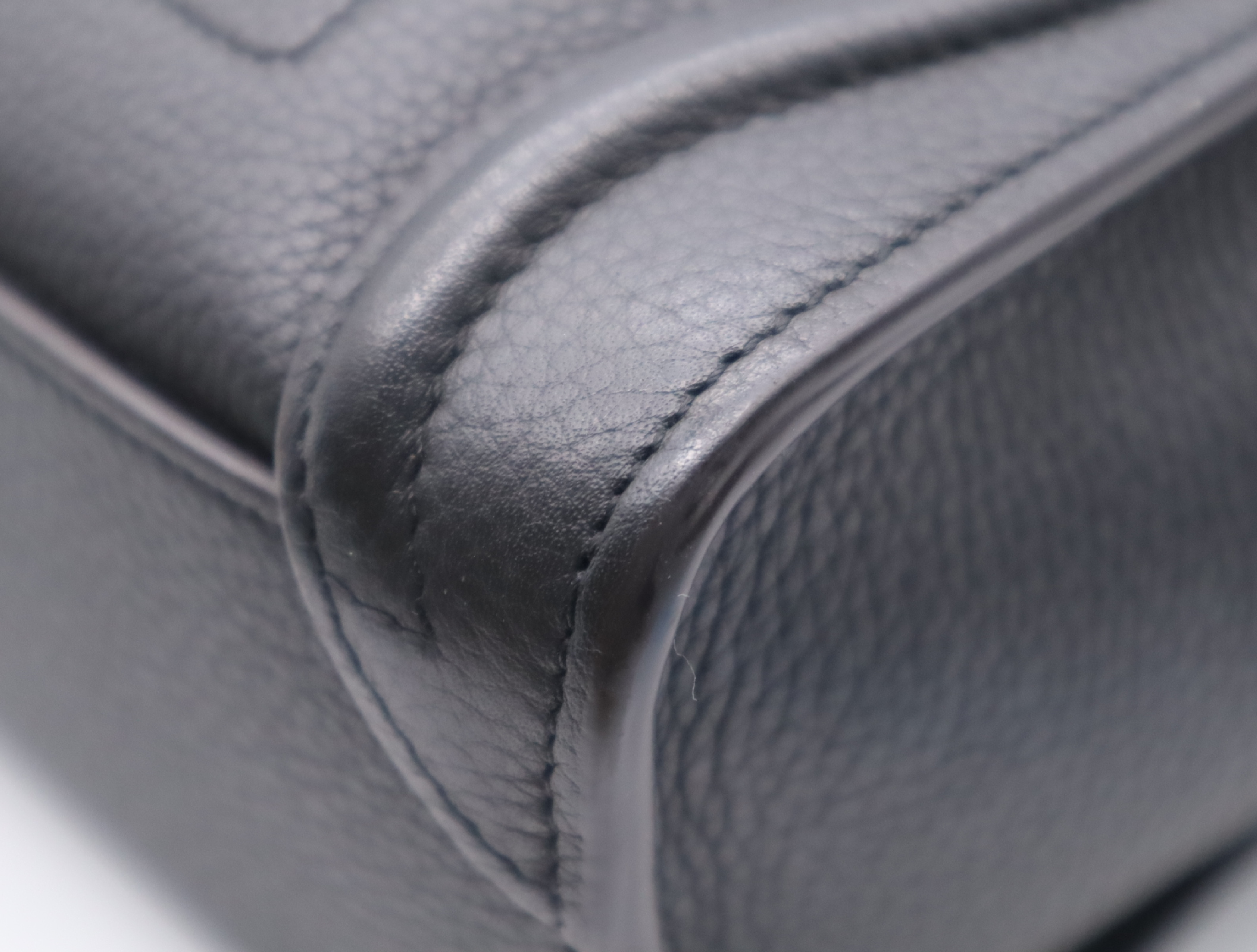 Leather Luggage Nano Handbag, Black with Silver Hardware — view 7