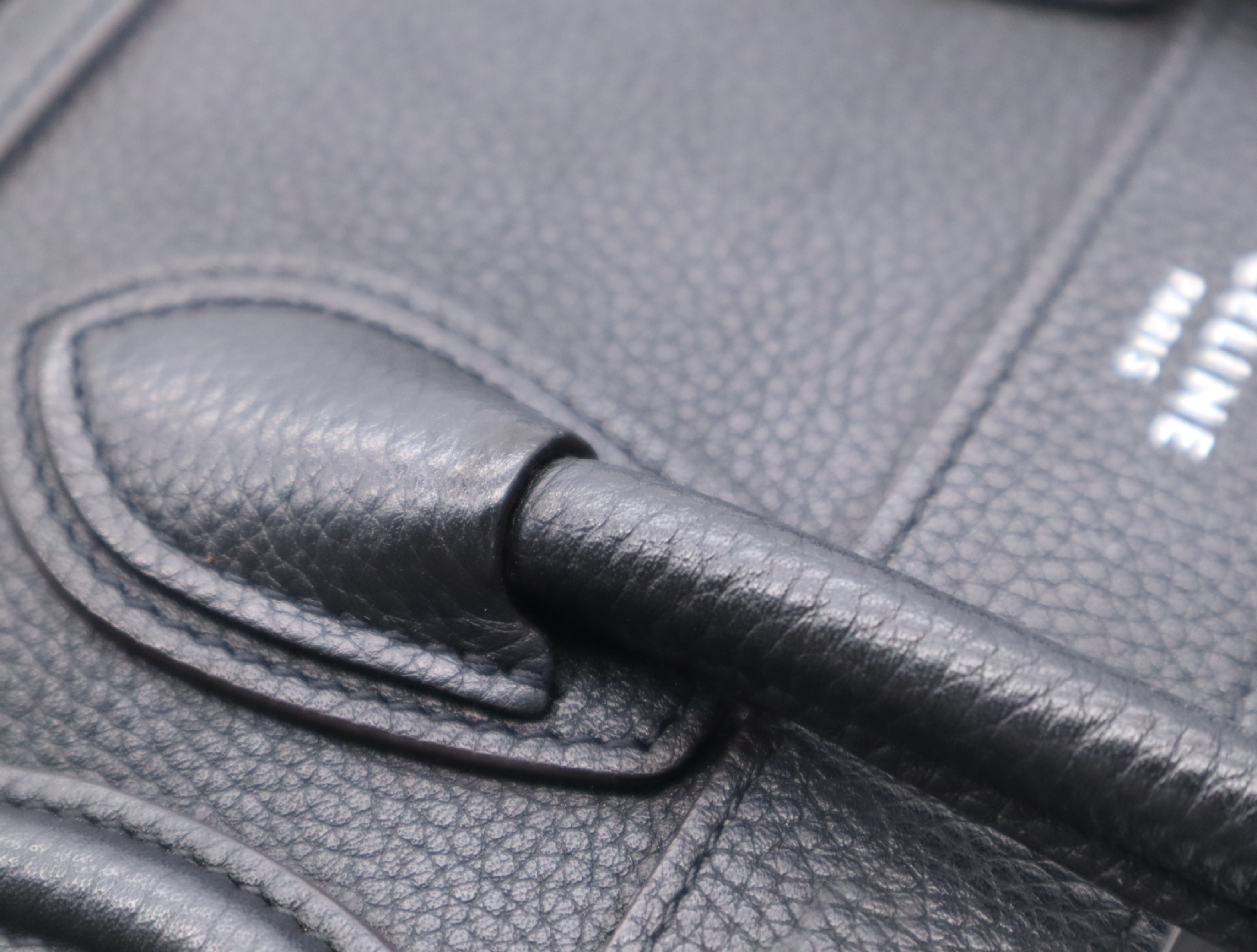 Leather Luggage Nano Handbag, Black with Silver Hardware — view 9