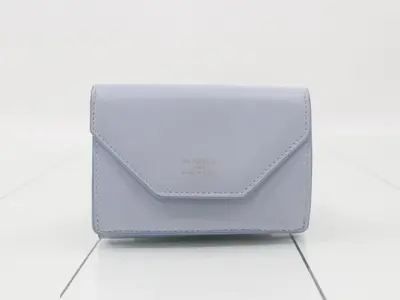 Tri-fold wallet, light blue, leather