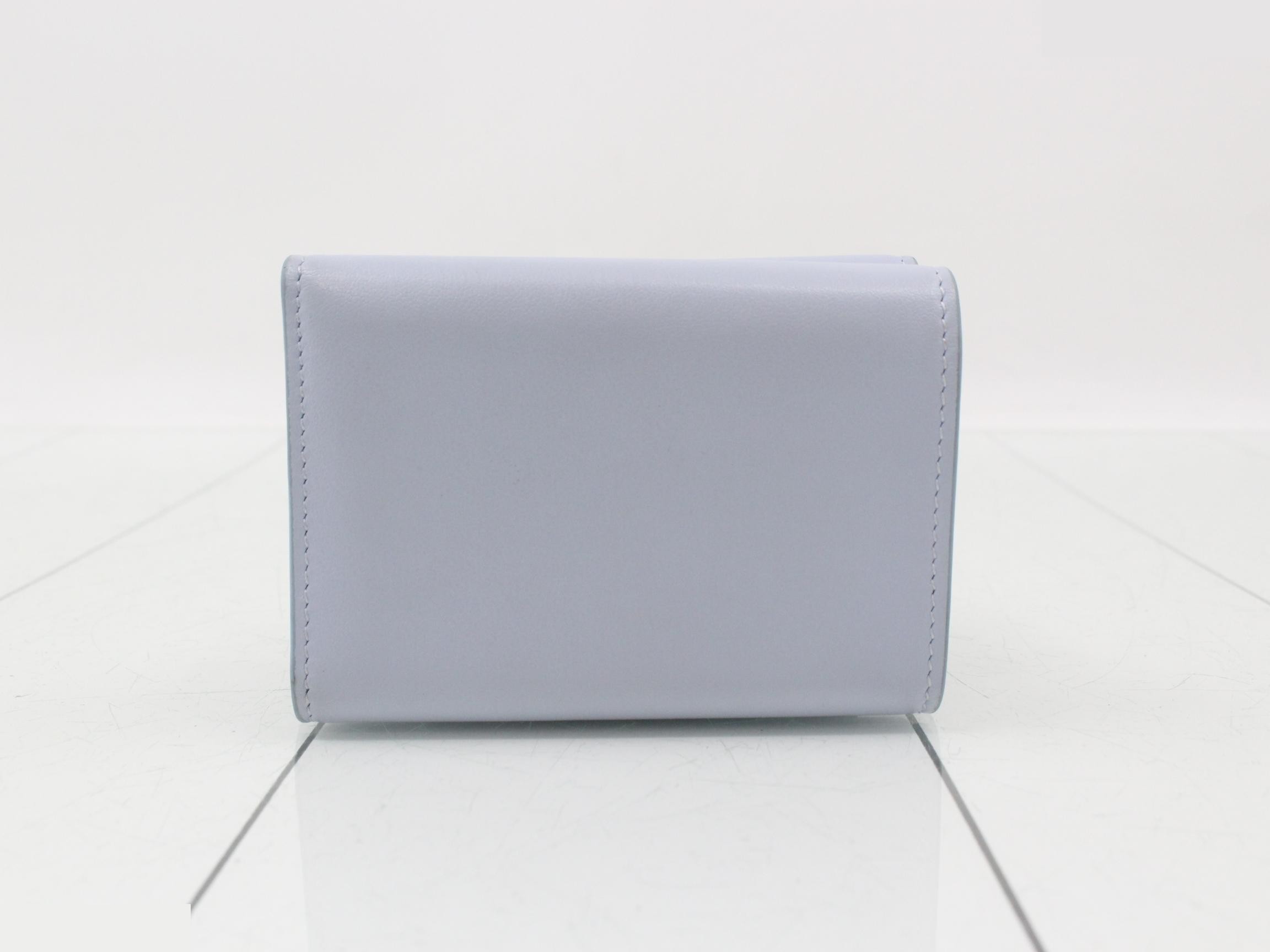 Tri-fold wallet, light blue, leather — view 2