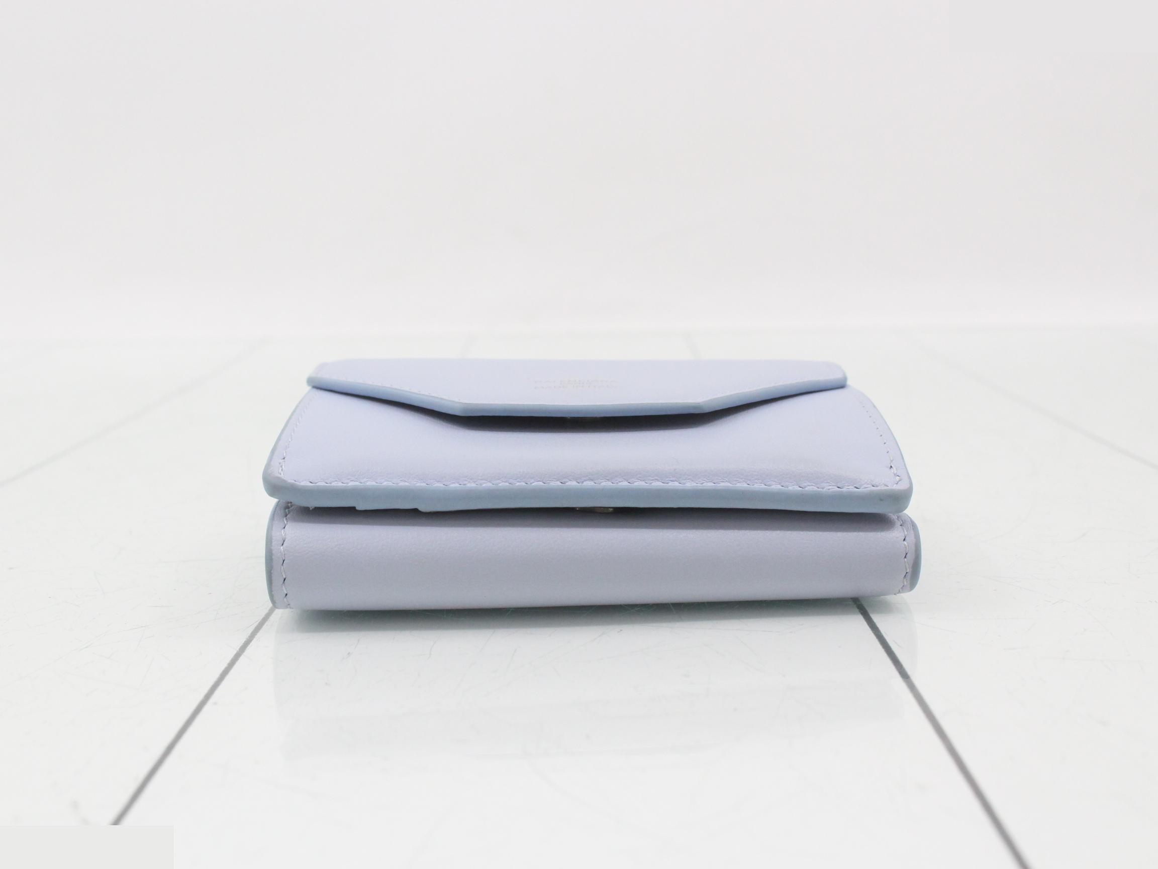 Tri-fold wallet, light blue, leather — view 3
