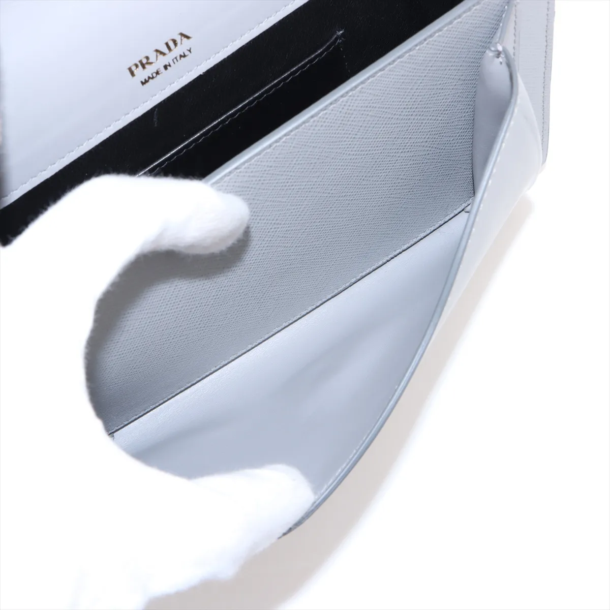 Saffiano City Leather Shoulder Bag Gray 1BP020 Bearer Guarantee — view 7