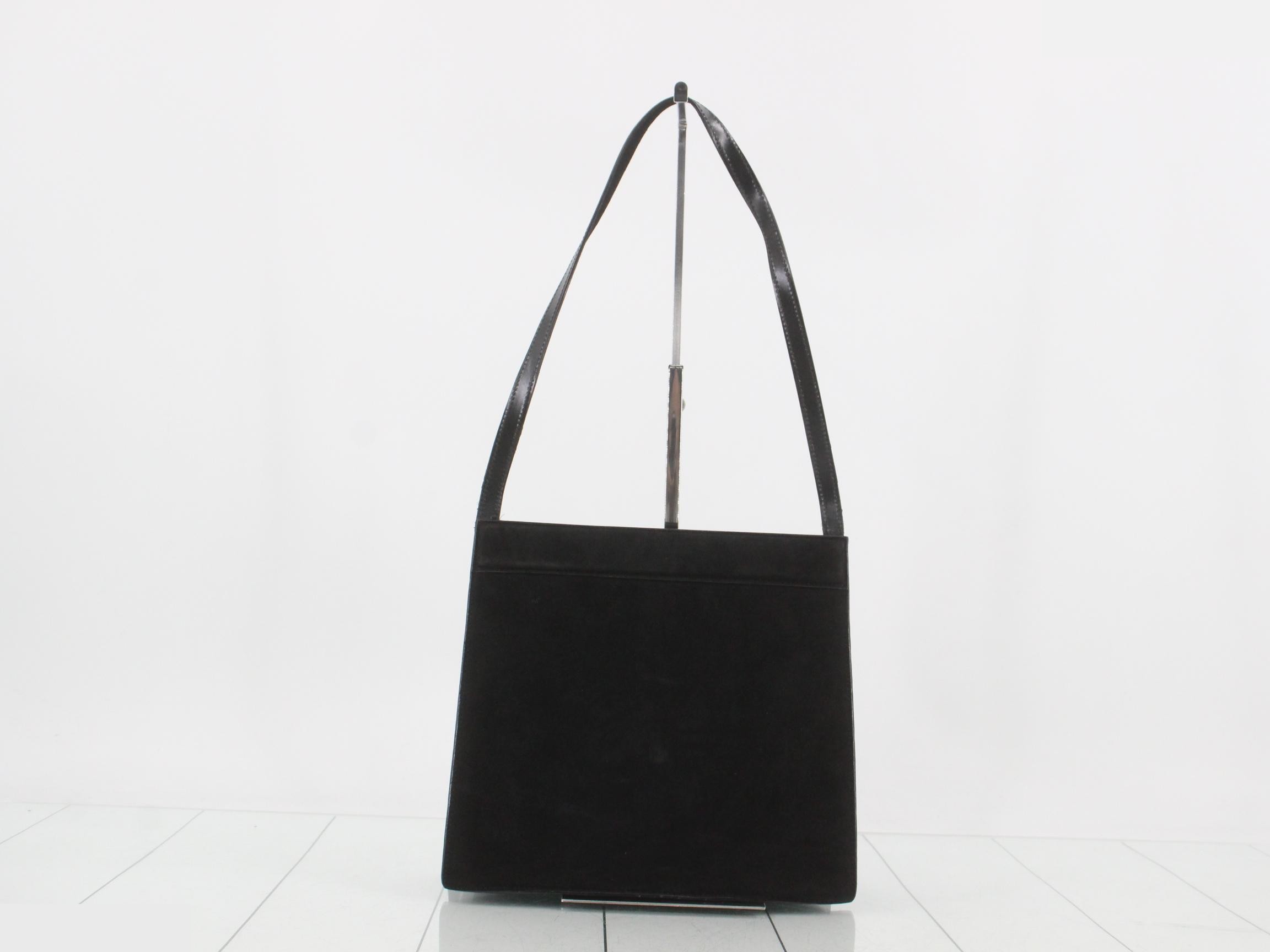 G-Square Gold Suede Shoulder Bag, Black — view 2