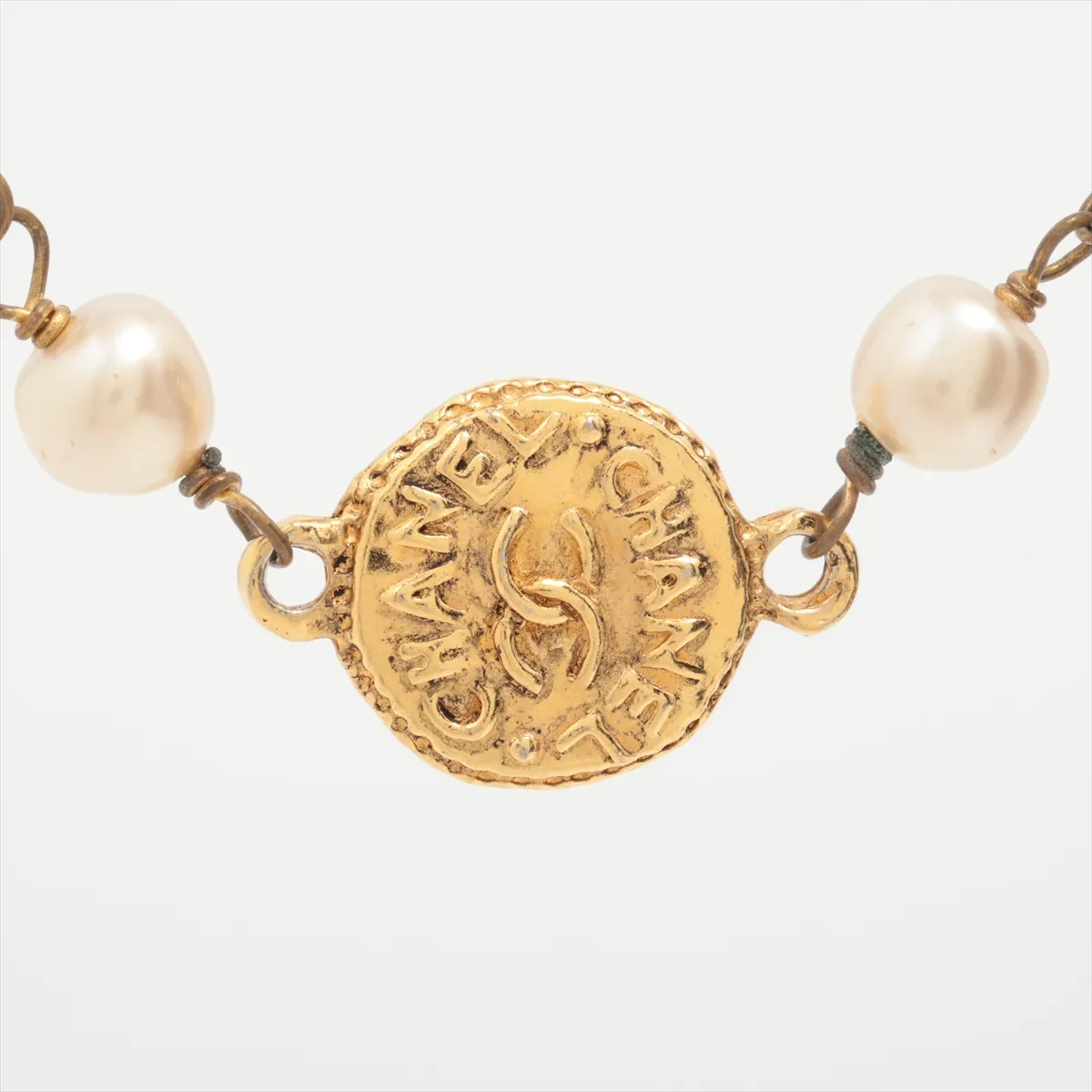 Coco Mark Long Necklace GP x Fake Pearl Gold — view 2
