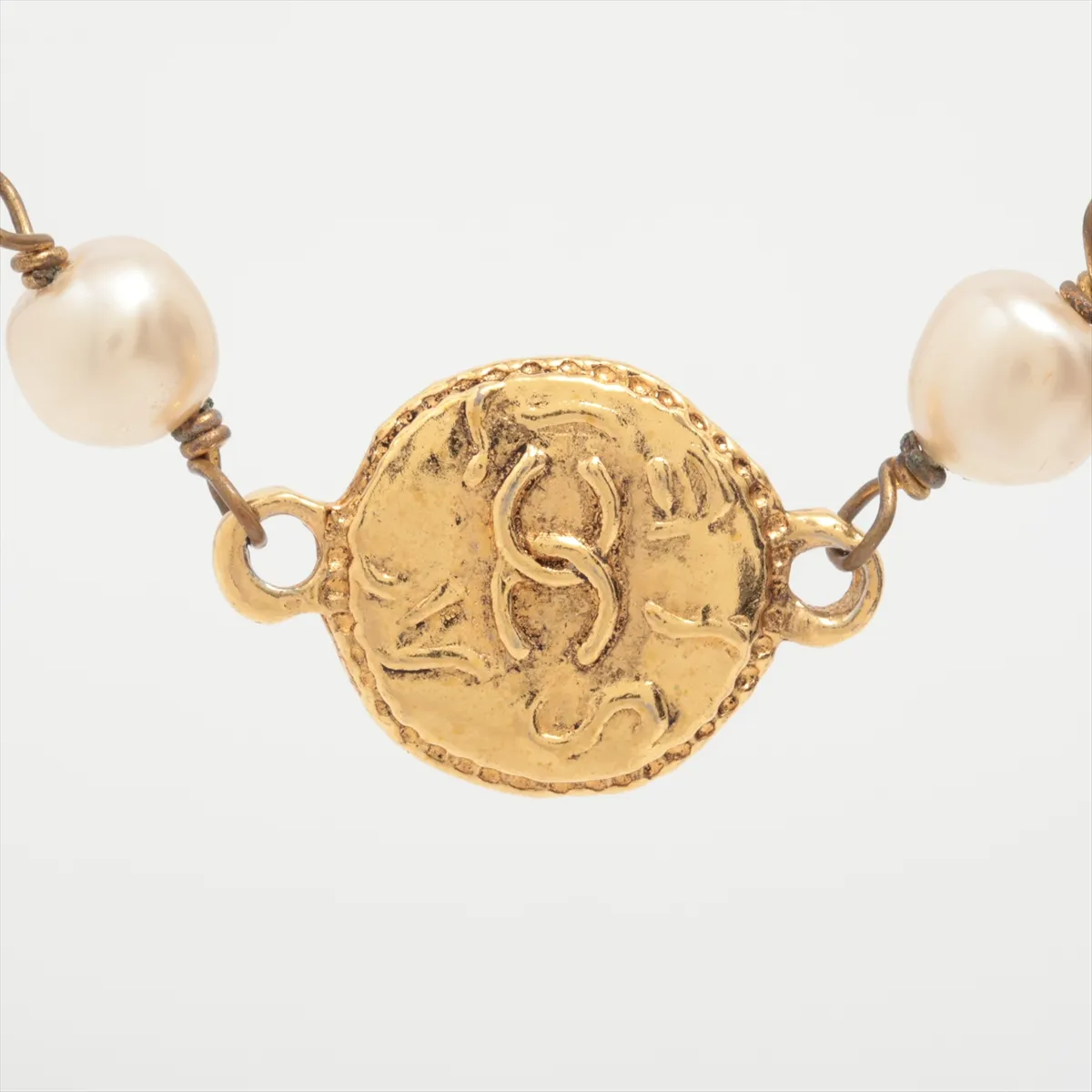 Coco Mark Long Necklace GP x Fake Pearl Gold — view 3