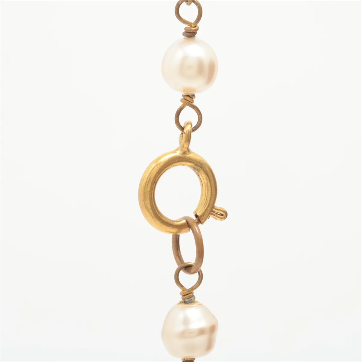 Coco Mark Long Necklace GP x Fake Pearl Gold — view 4