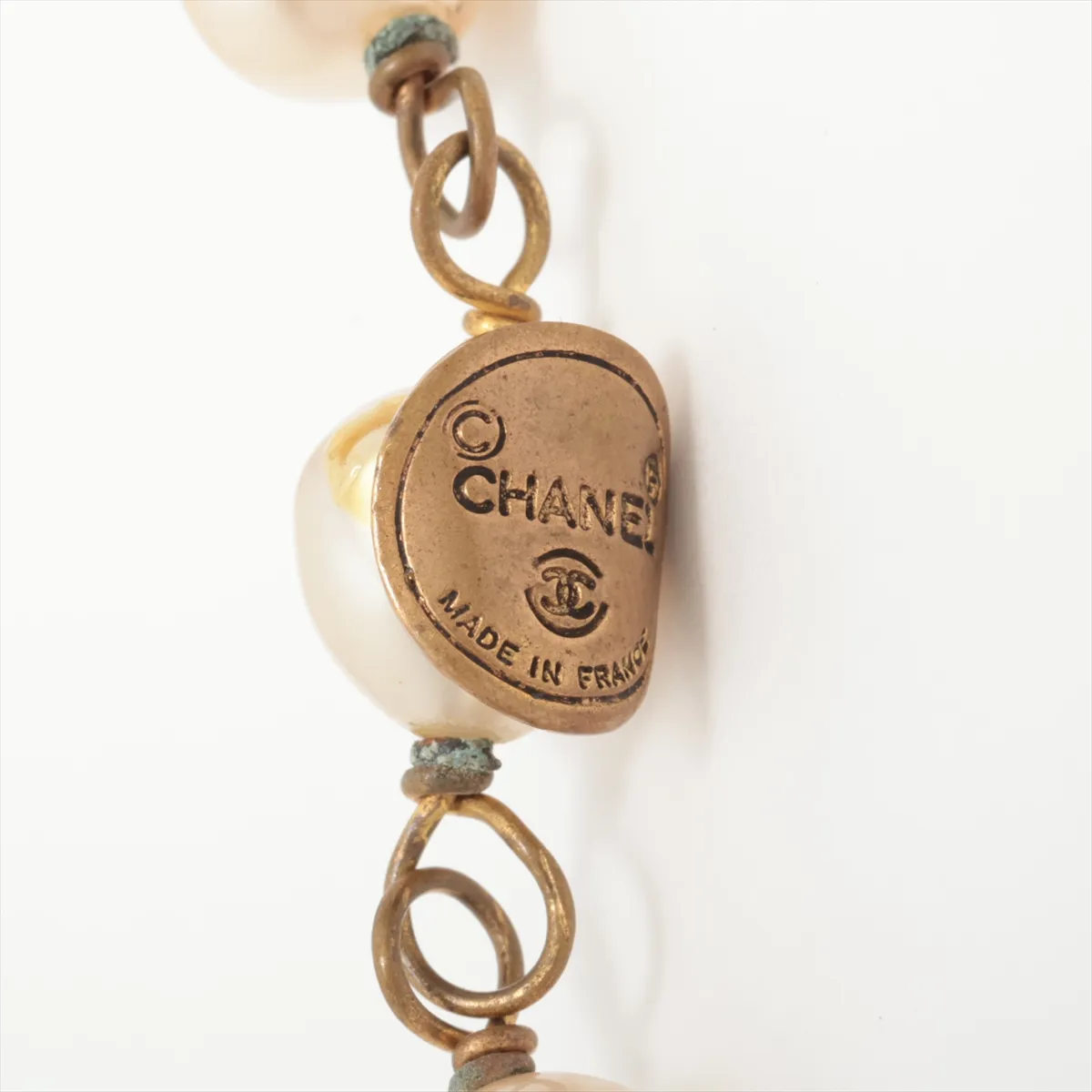 Coco Mark Long Necklace GP x Fake Pearl Gold — view 5
