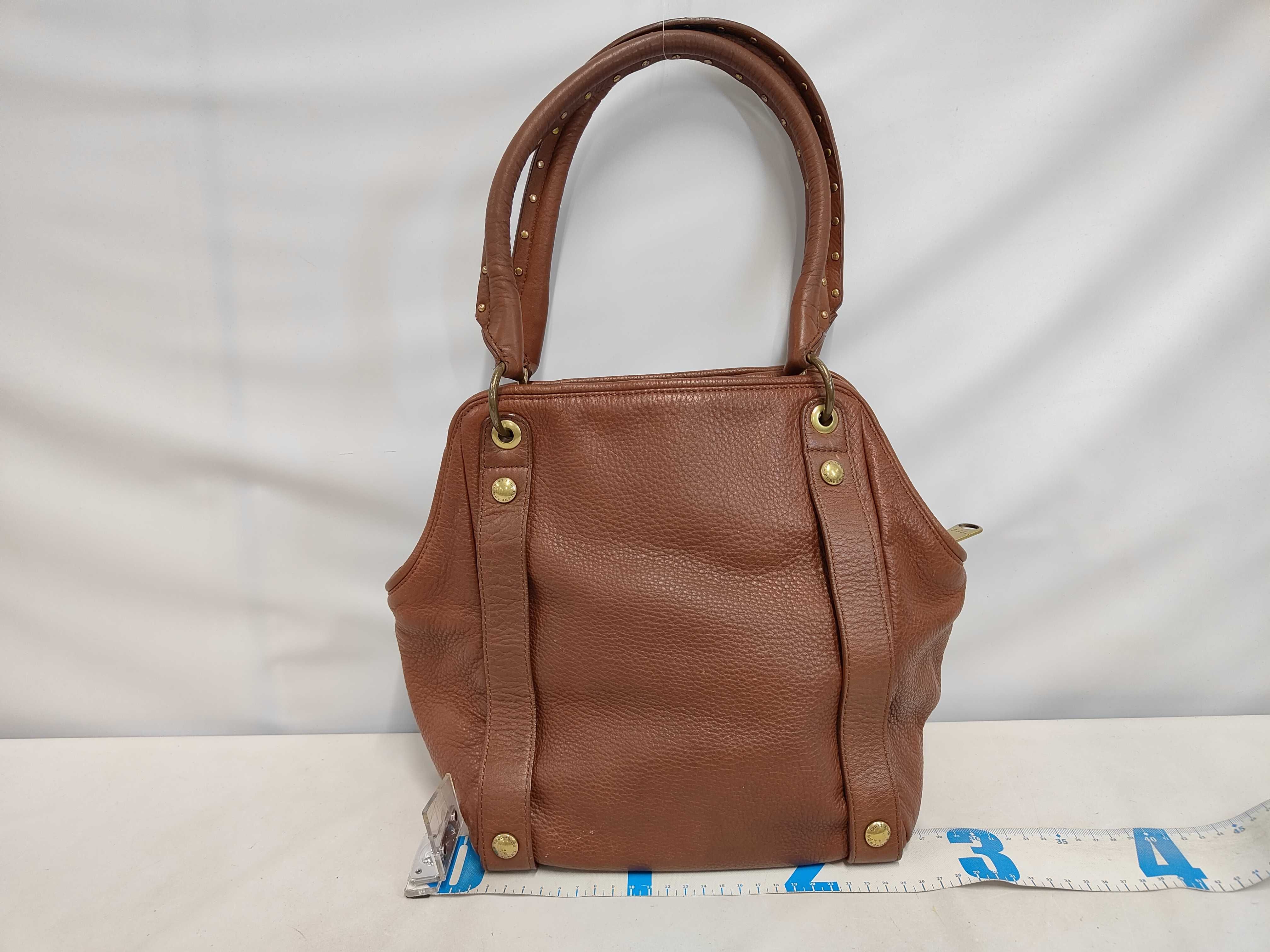 BLUE LABEL handbag, studded leather, brown shoulder bag. — view 2