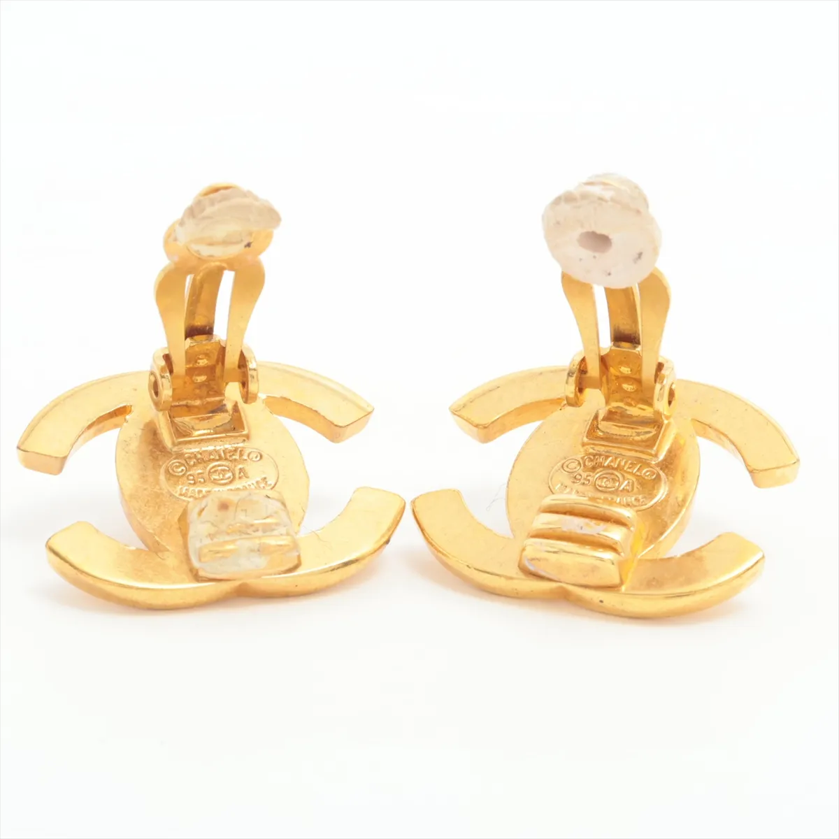 Coco Mark Turnlock 95A Earrings (Pair) GP Gold. Shows signs of wear, — view 4