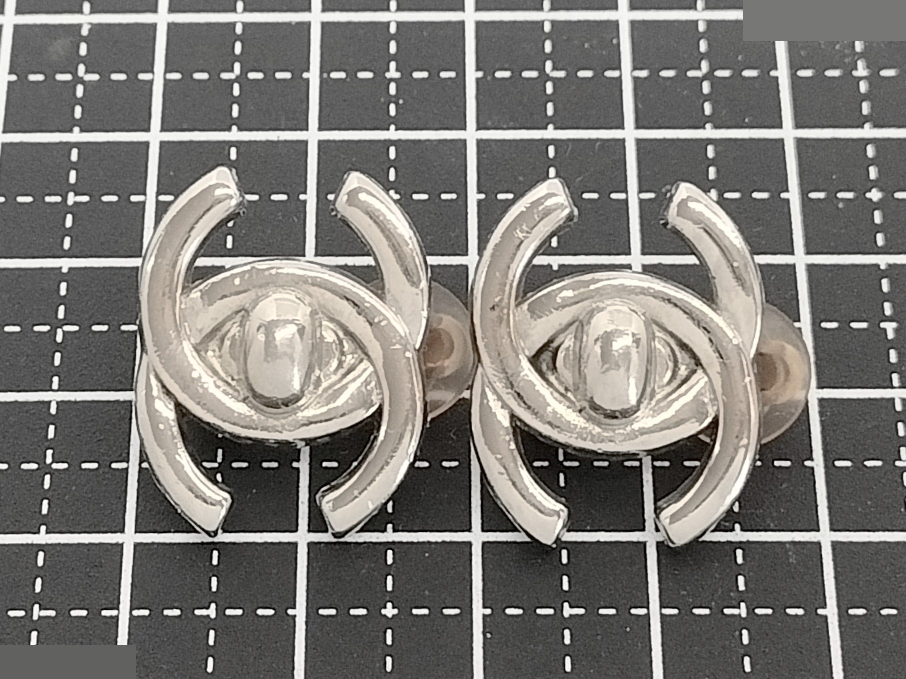 Coco Turnlock Silver Earrings — view 6