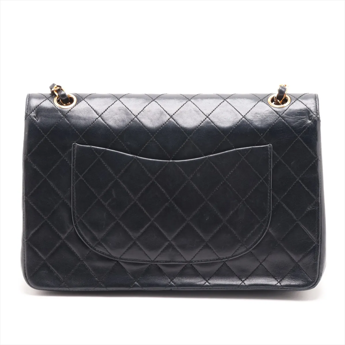 Matelassé Lambskin Double Flap Double Chain Bag, Black with Gold Hardware, 0954488 (Serial Number 0) — view 2