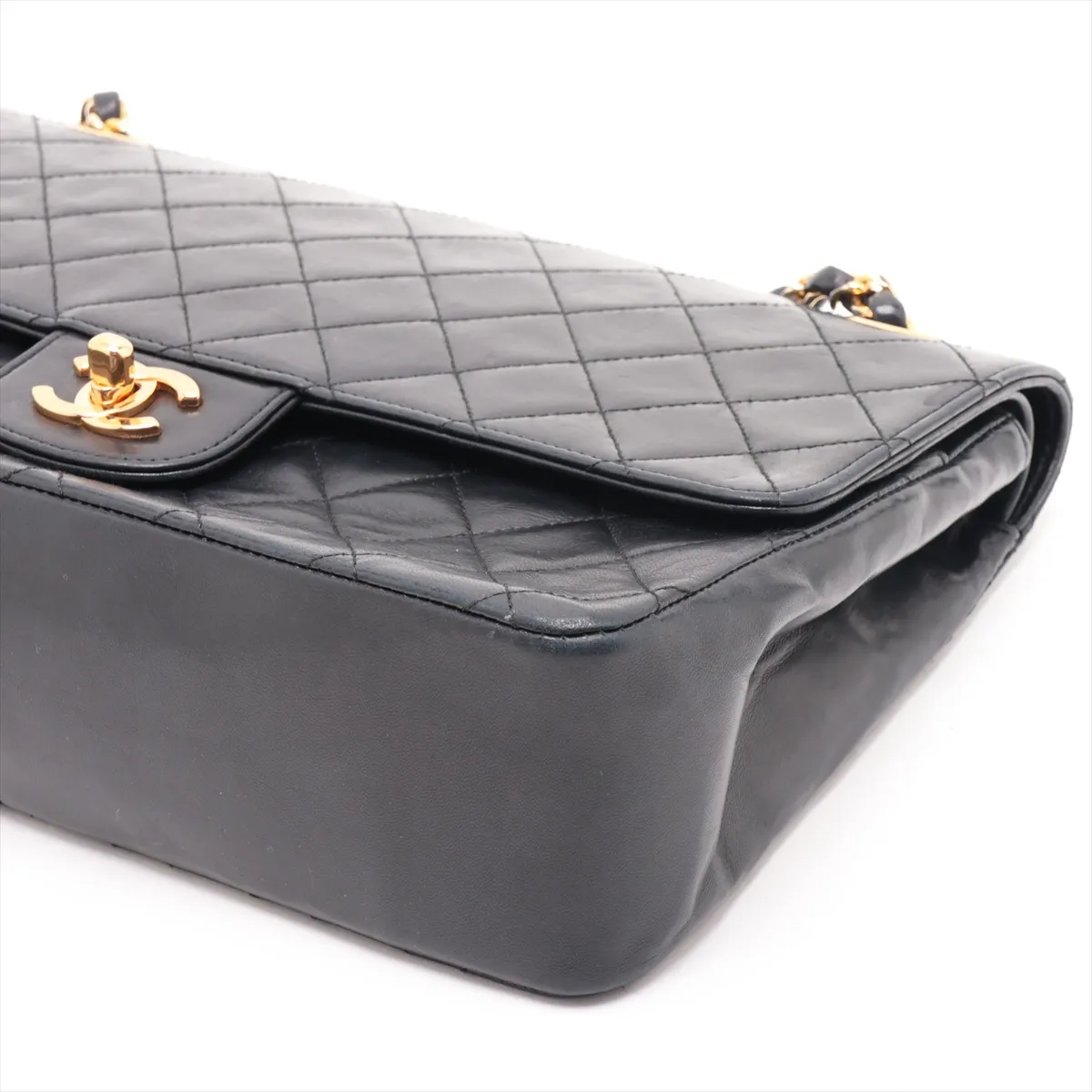 Matelassé Lambskin Double Flap Double Chain Bag, Black with Gold Hardware, 0954488 (Serial Number 0) — view 3