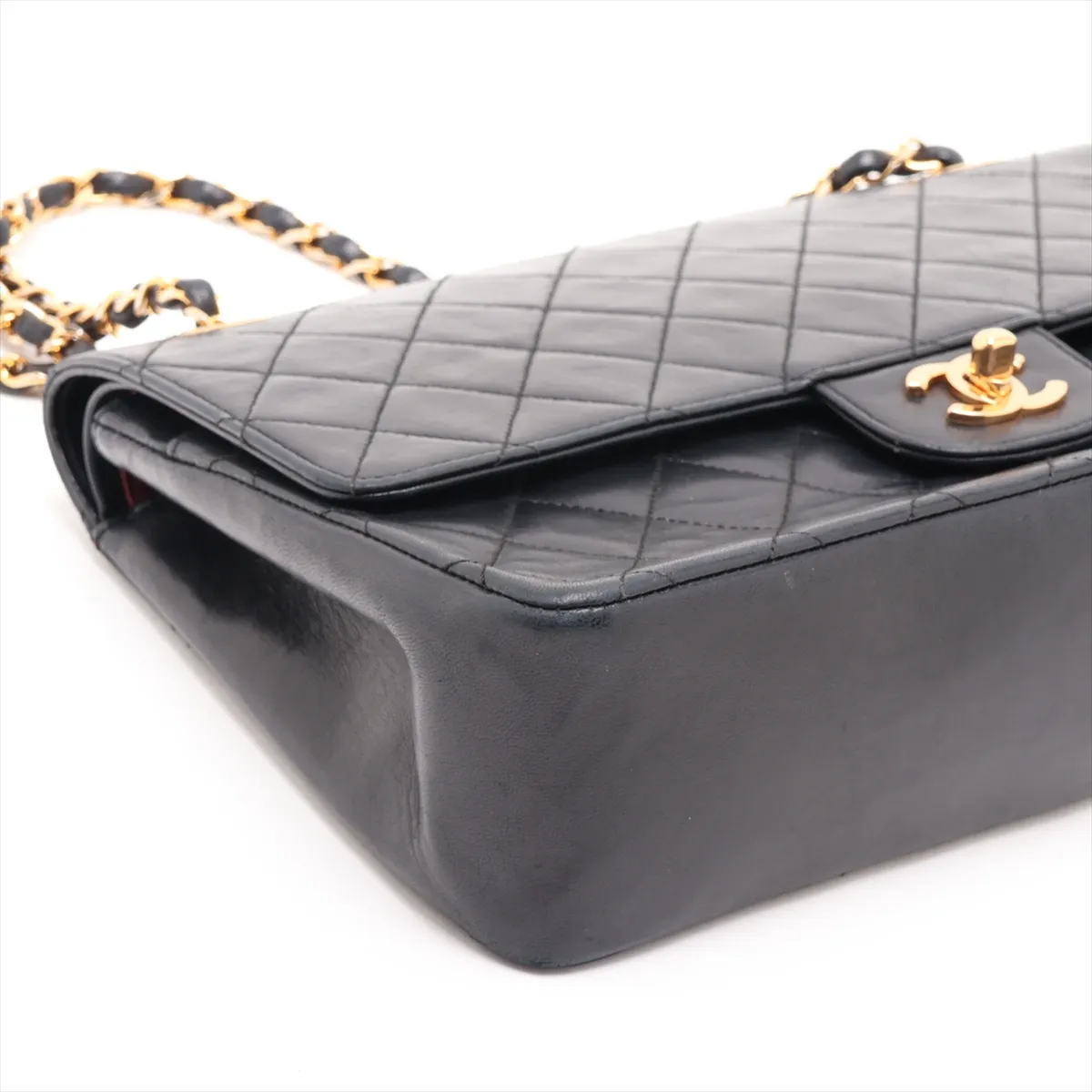 Matelassé Lambskin Double Flap Double Chain Bag, Black with Gold Hardware, 0954488 (Serial Number 0) — view 4