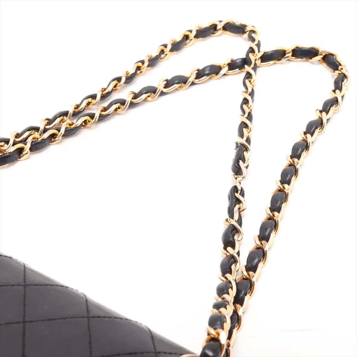 Matelassé Lambskin Double Flap Double Chain Bag, Black with Gold Hardware, 0954488 (Serial Number 0) — view 5