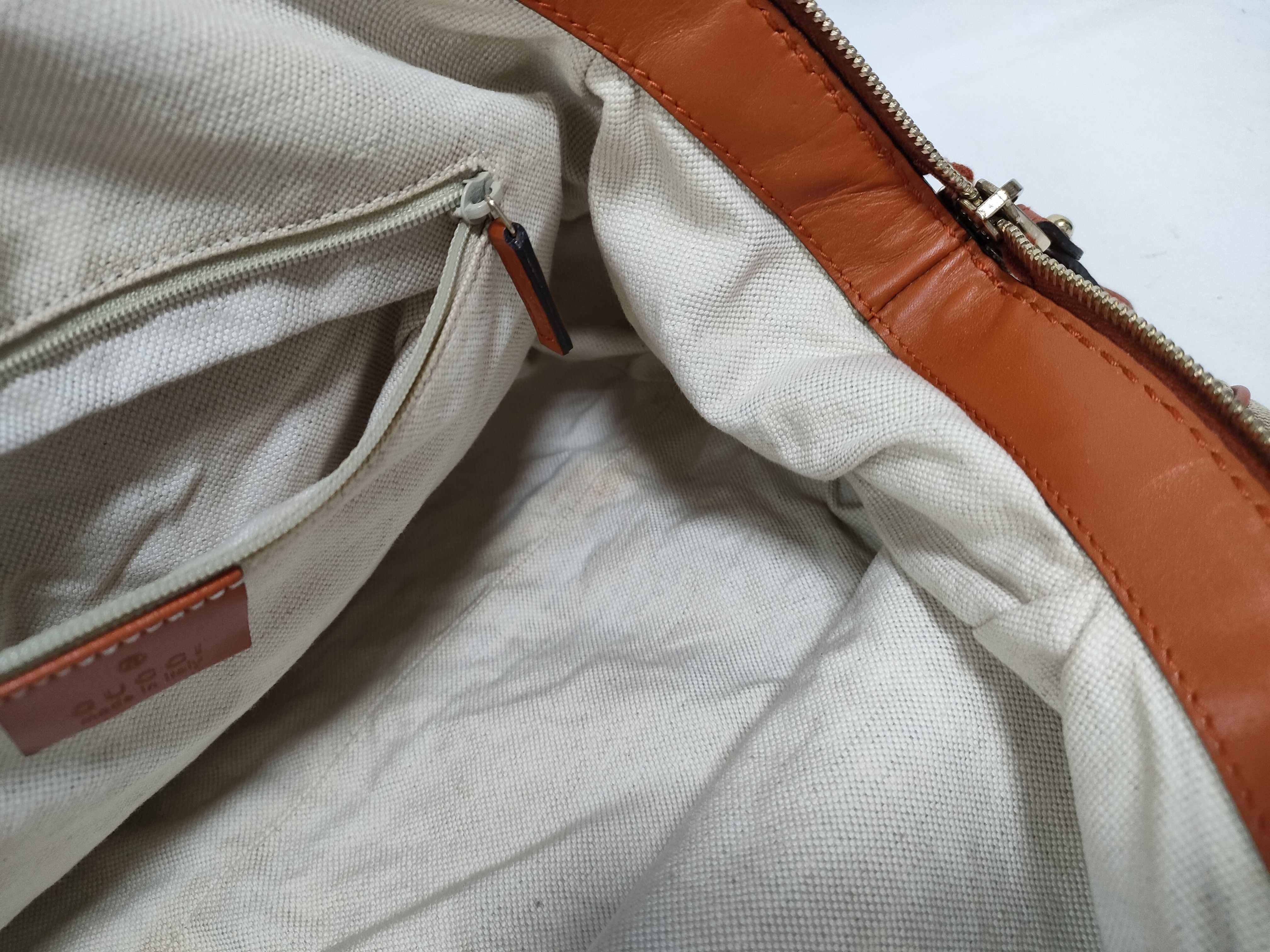 Orange Canvas Vintage Dumpling Bag with Long Shoulder Strap (Handbag) — view 11