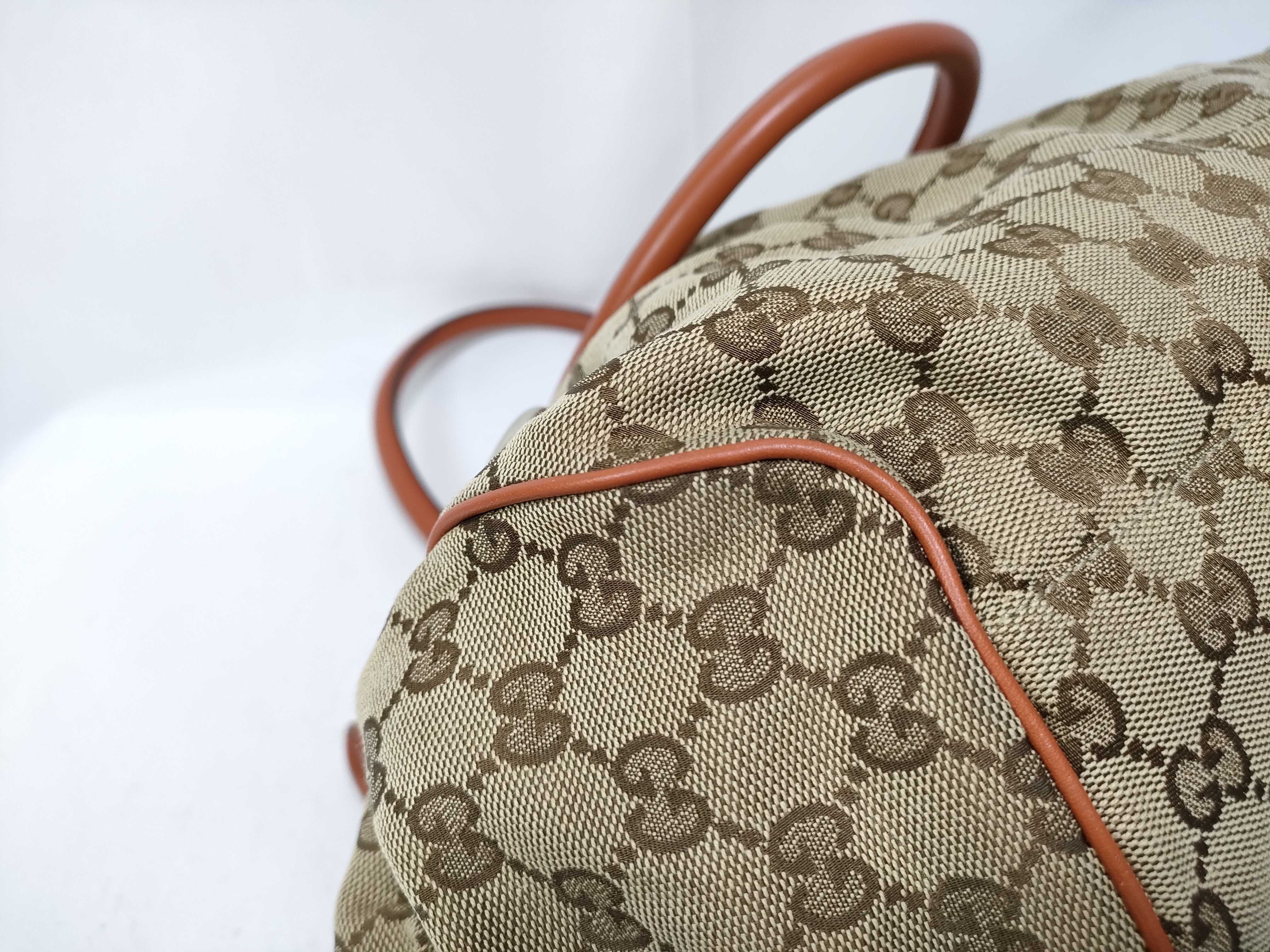 Orange Canvas Vintage Dumpling Bag with Long Shoulder Strap (Handbag) — view 5