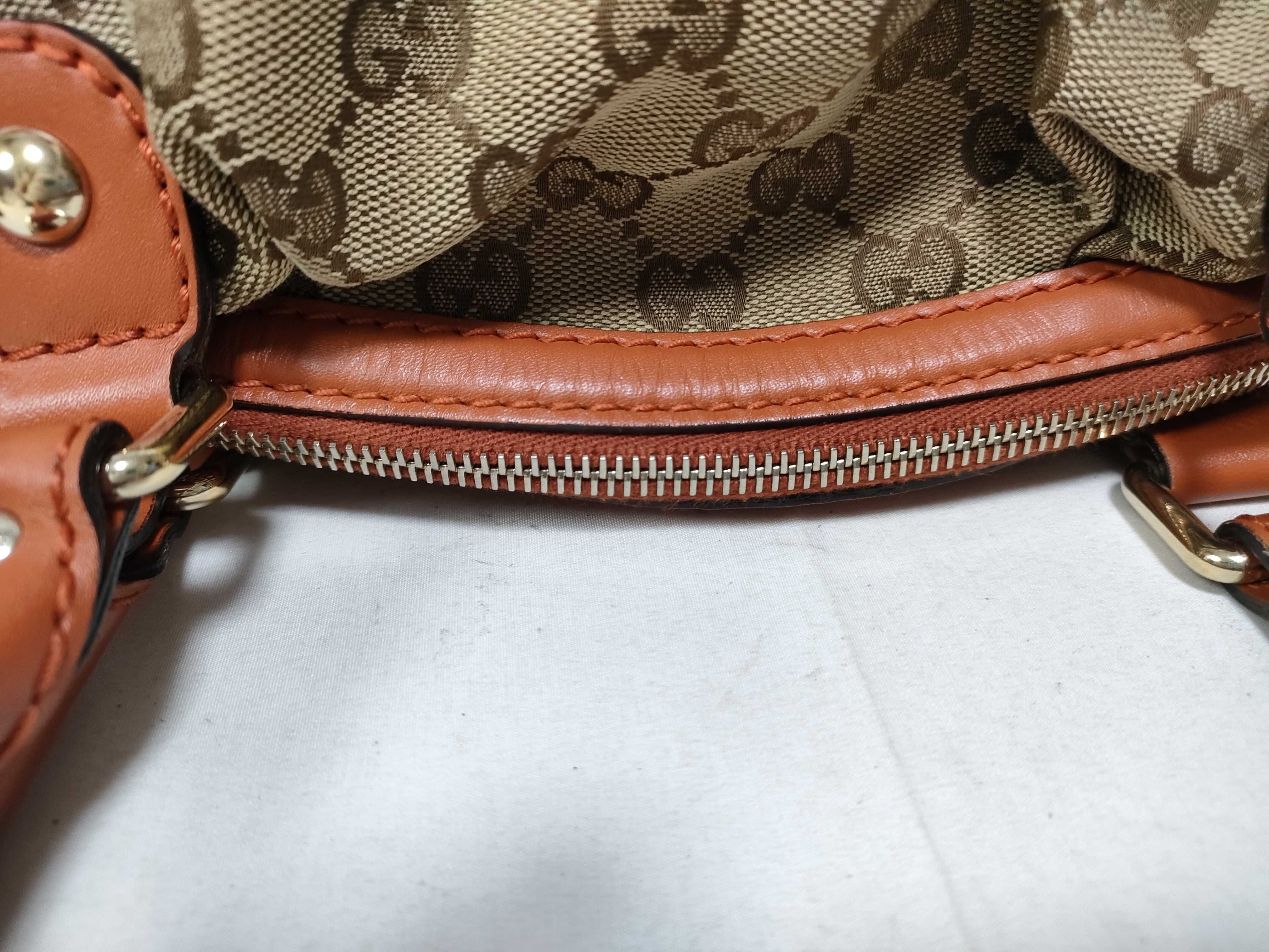 Orange Canvas Vintage Dumpling Bag with Long Shoulder Strap (Handbag) — view 10