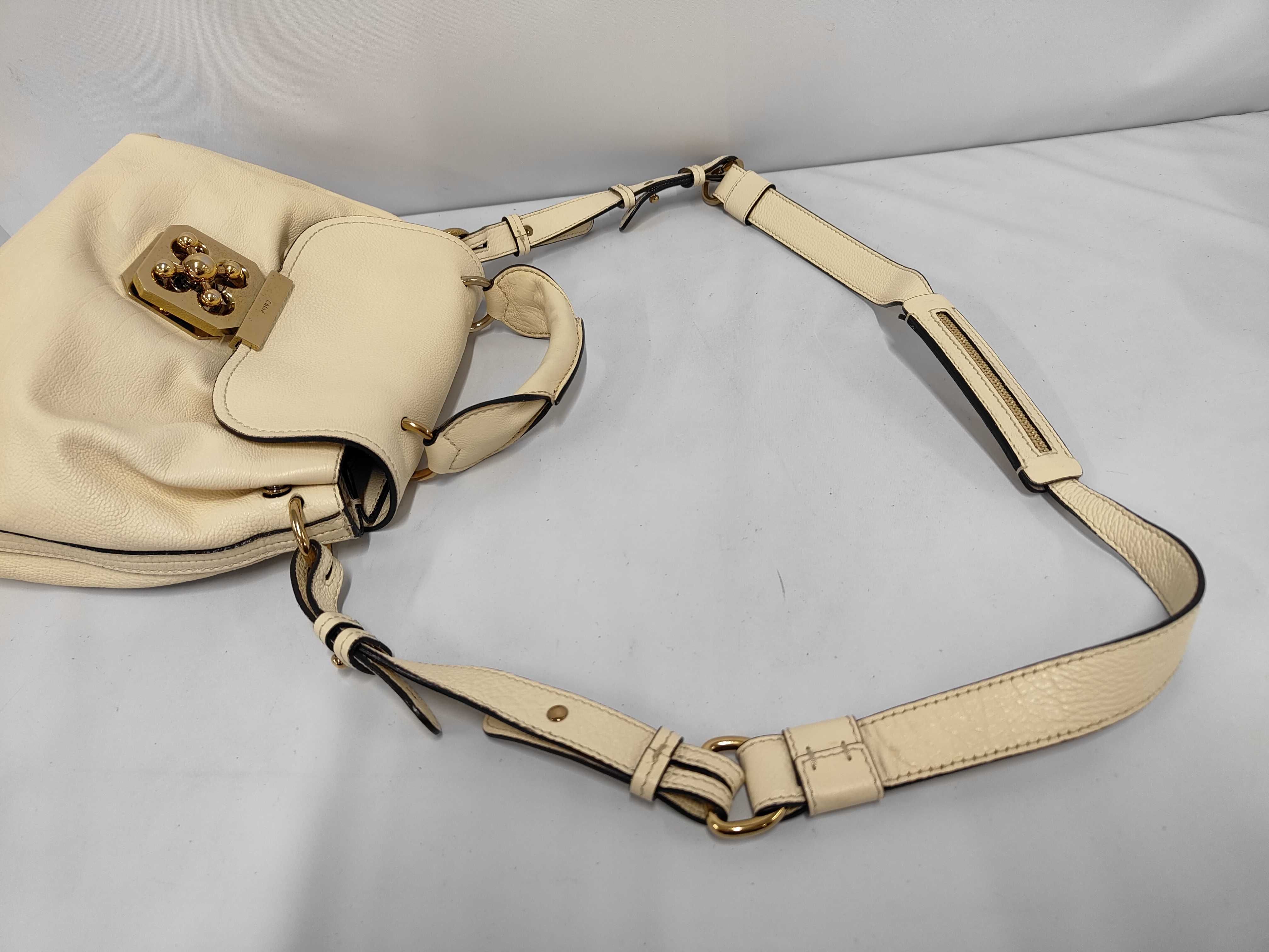 shoulder bag, turn-lock closure, beige. — view 5