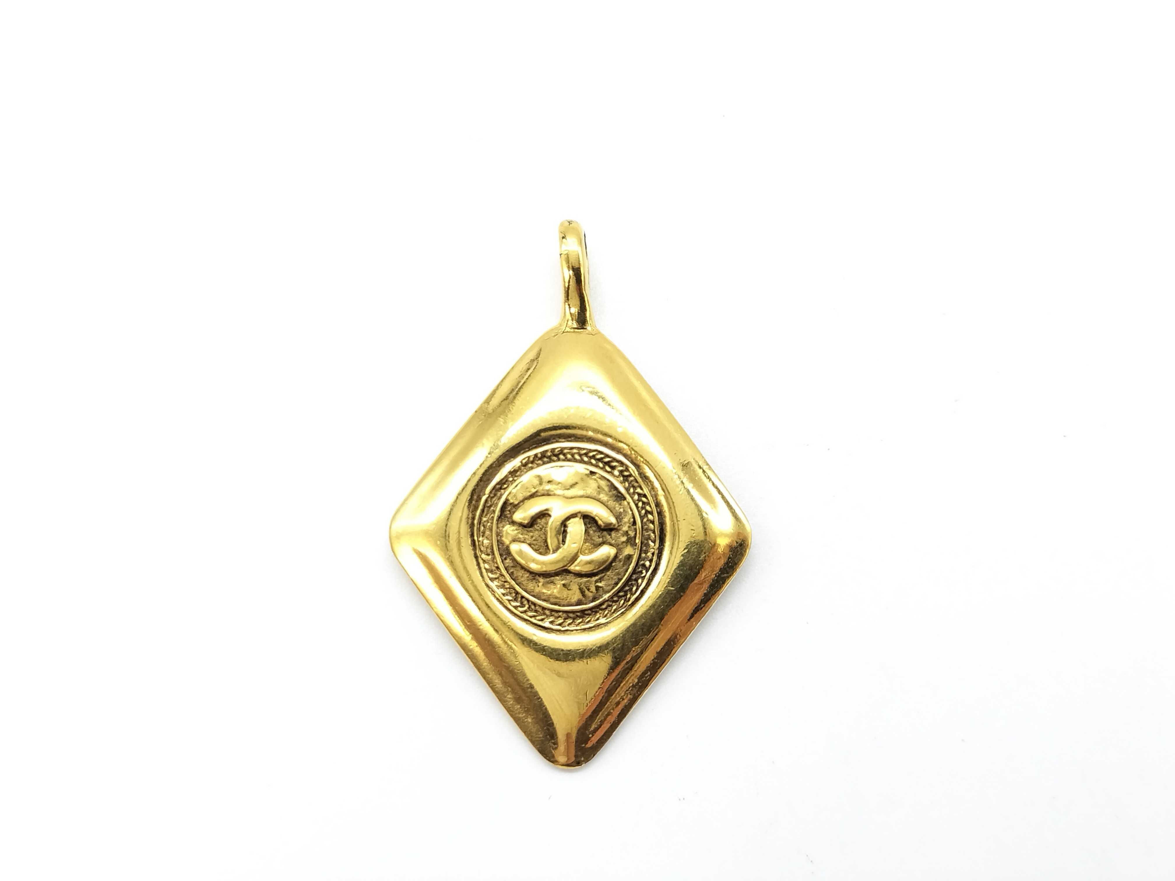 Vintage Coco Mark Square GP Necklace Pendant Top