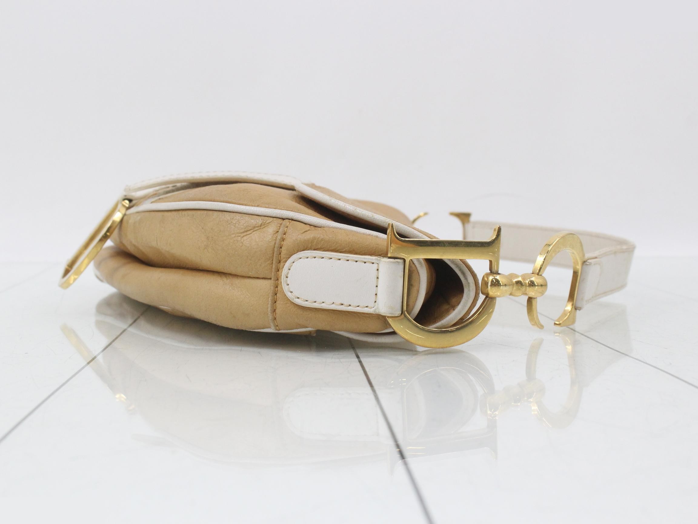 Saddlebag, Leather, One-Shoulder Bag, Beige — view 3