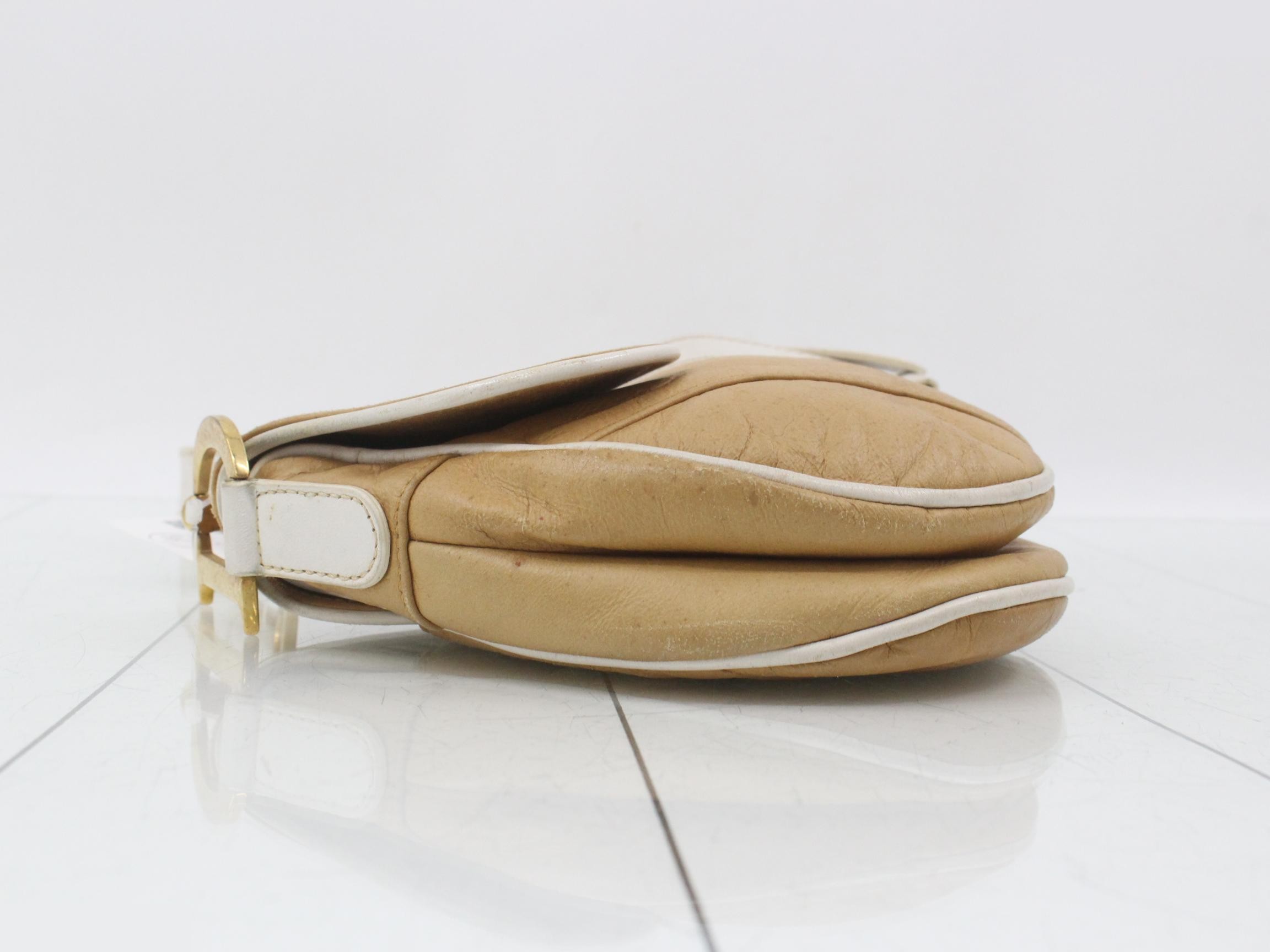 Saddlebag, Leather, One-Shoulder Bag, Beige — view 4