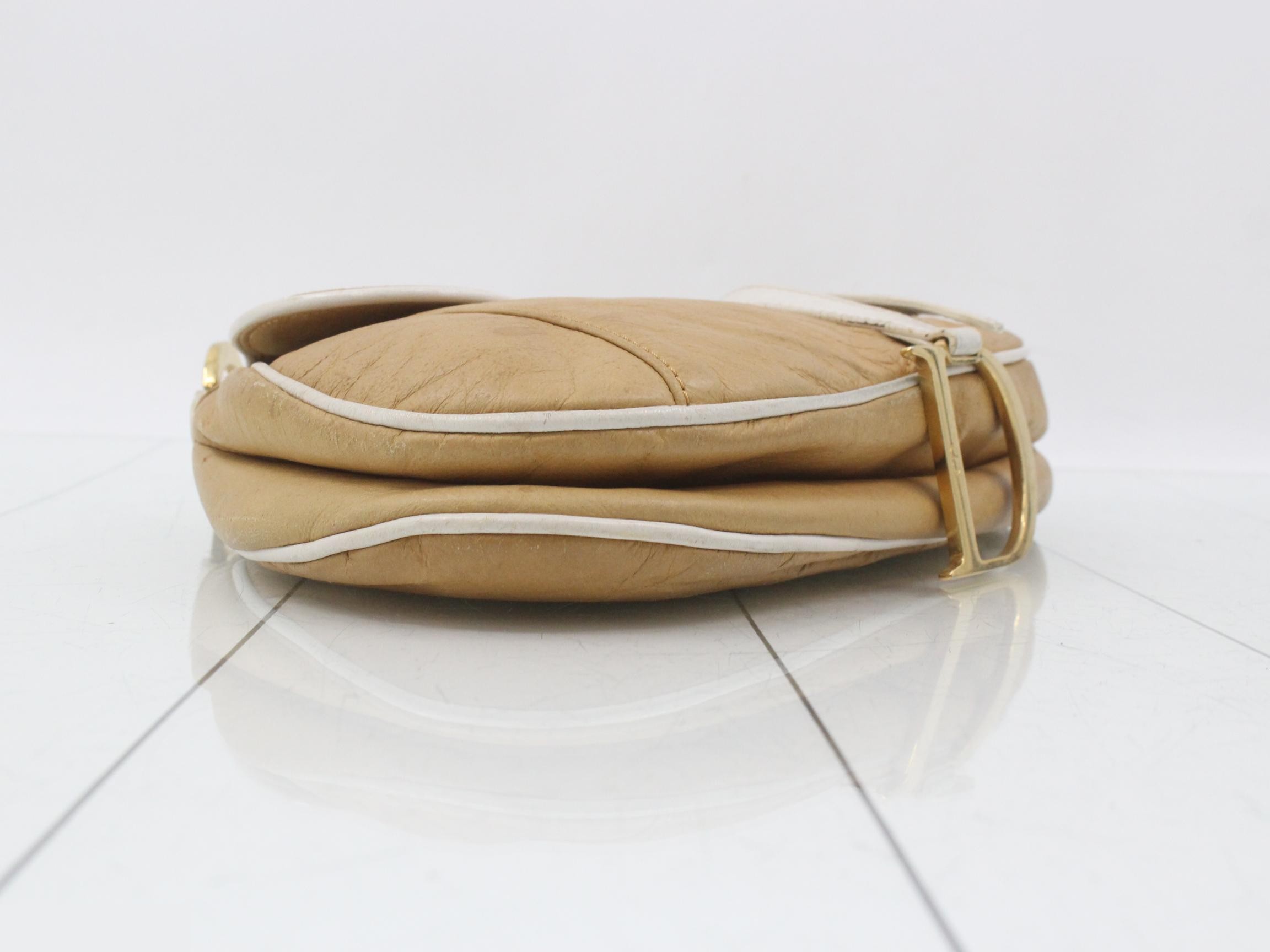 Saddlebag, Leather, One-Shoulder Bag, Beige — view 5