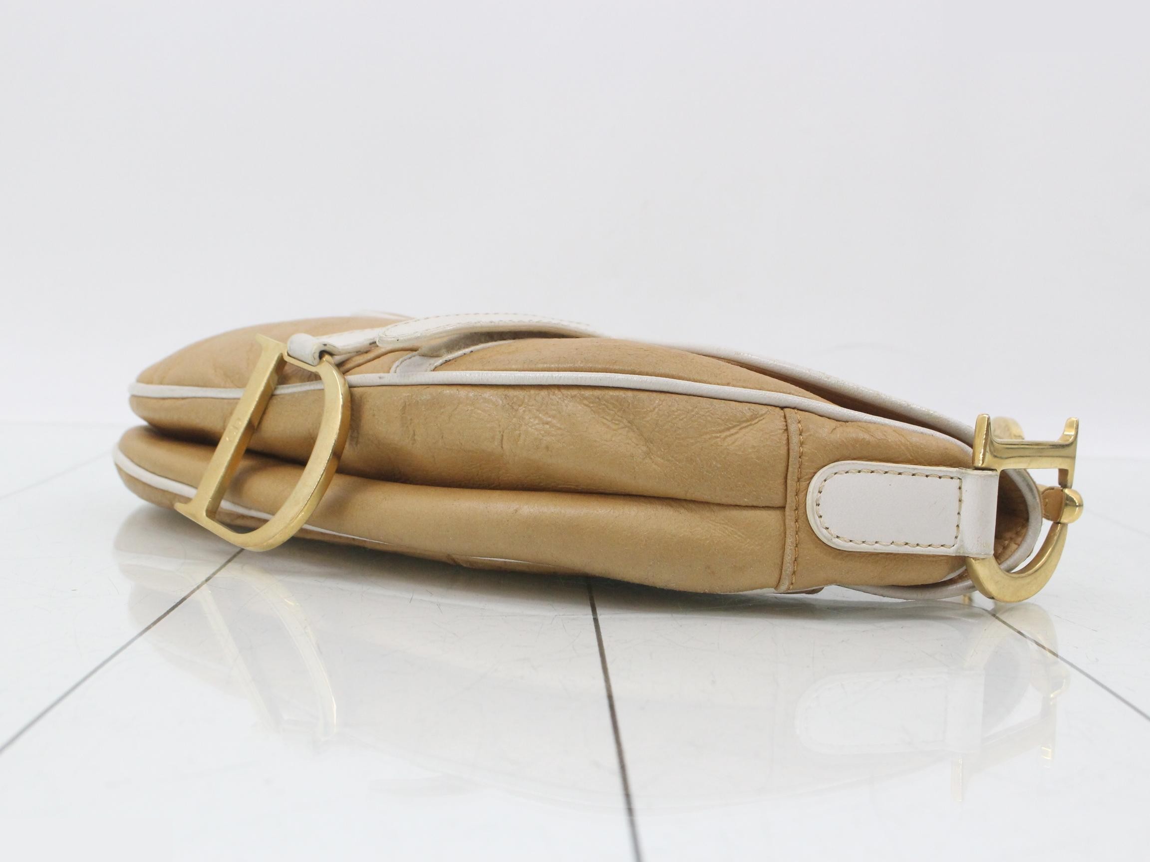 Saddlebag, Leather, One-Shoulder Bag, Beige — view 6