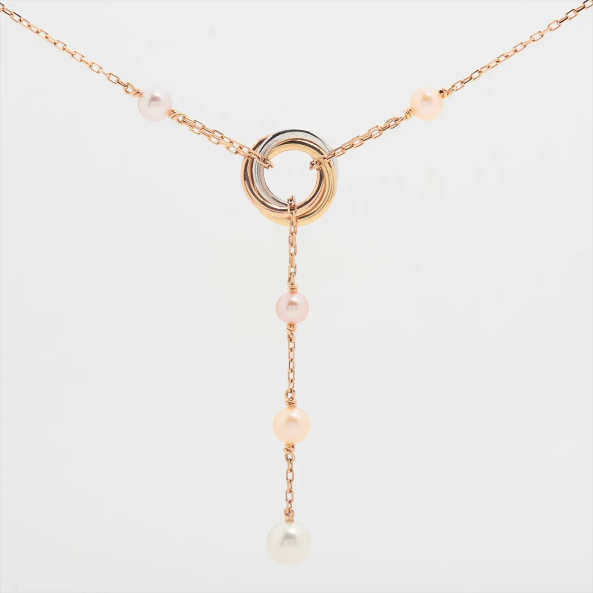 Trinity Pearl Necklace, 750 (Yellow Gold x Pink Gold x White Gold), 6.0g, Approx. 4.0mm-6.0mm, ZA8548, Waxed finish — view 2