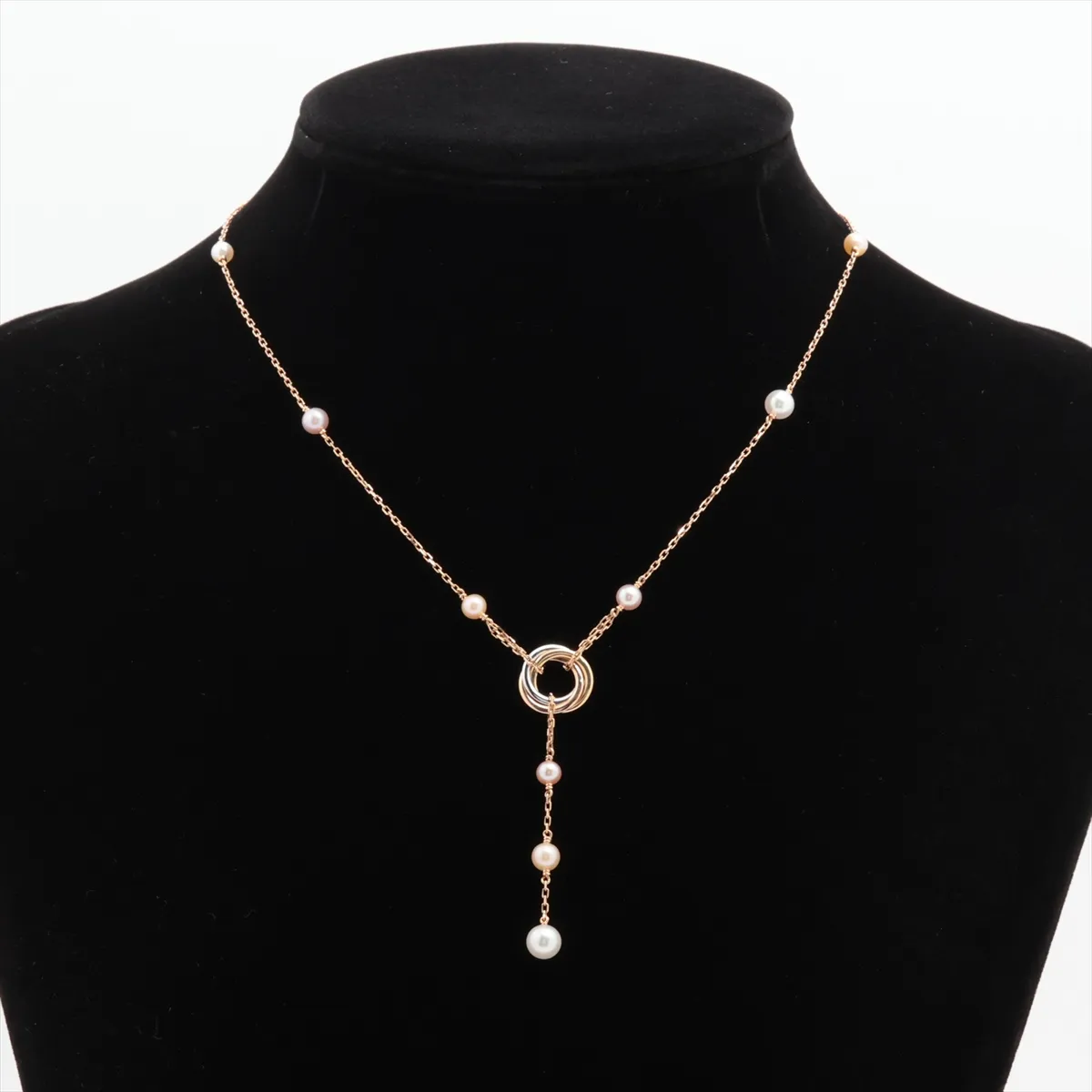Trinity Pearl Necklace, 750 (Yellow Gold x Pink Gold x White Gold), 6.0g, Approx. 4.0mm-6.0mm, ZA8548, Waxed finish — view 5