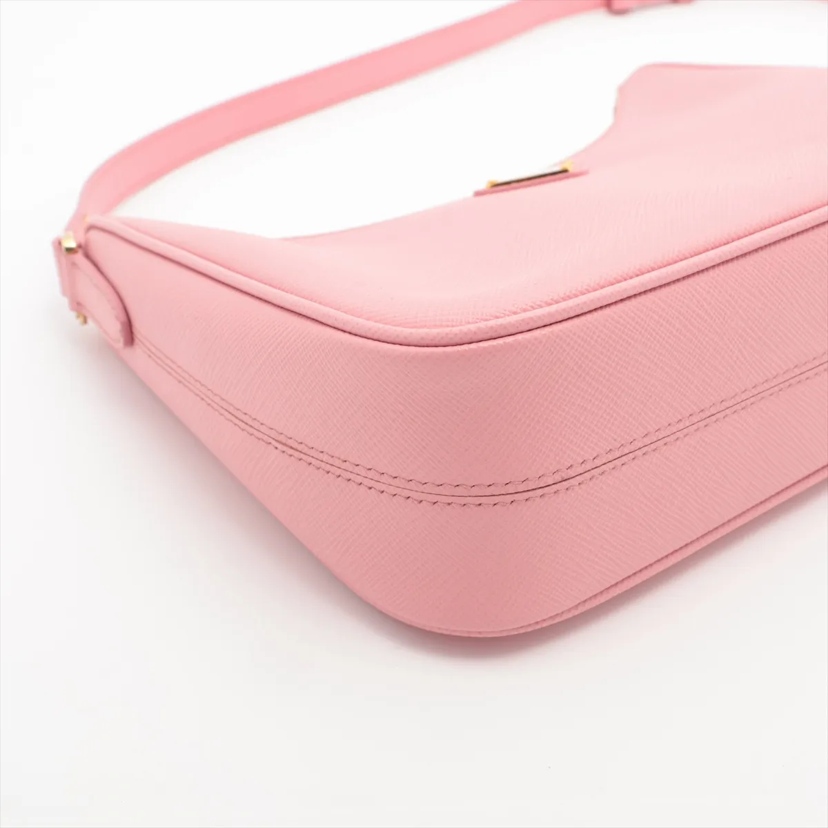 Saffiano Luxe Leather Shoulder Bag Pink 1BC204 Bearer Guarantee — view 4