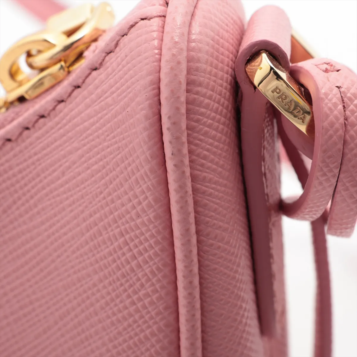 Saffiano Luxe Leather Shoulder Bag Pink 1BC204 Bearer Guarantee — view 9