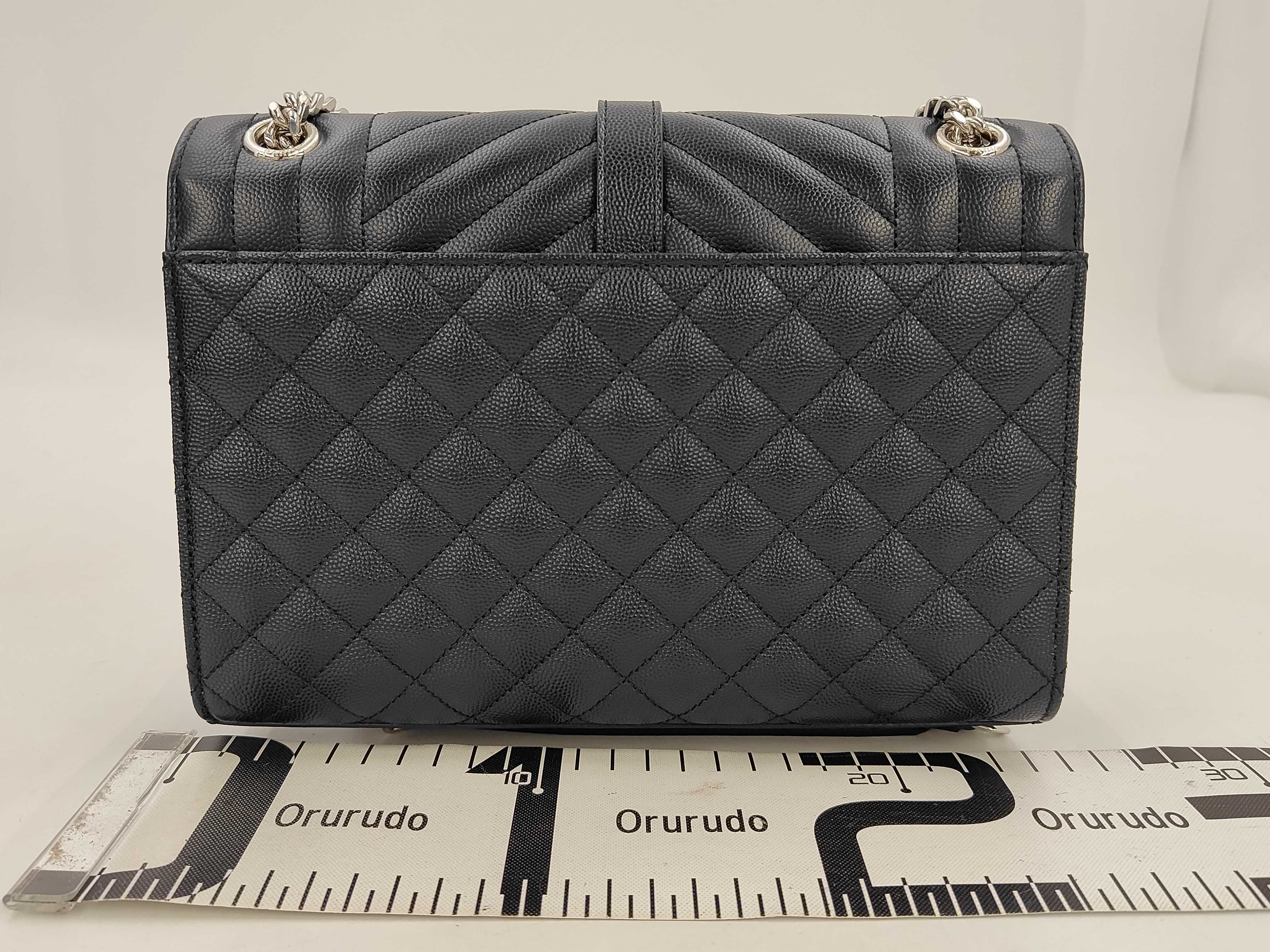 Envelope Medium Shoulder Bag, Chevron & Diamond Quilting, Navy, Silver Hardware, 600185 (Shoulder Bag) — view 2