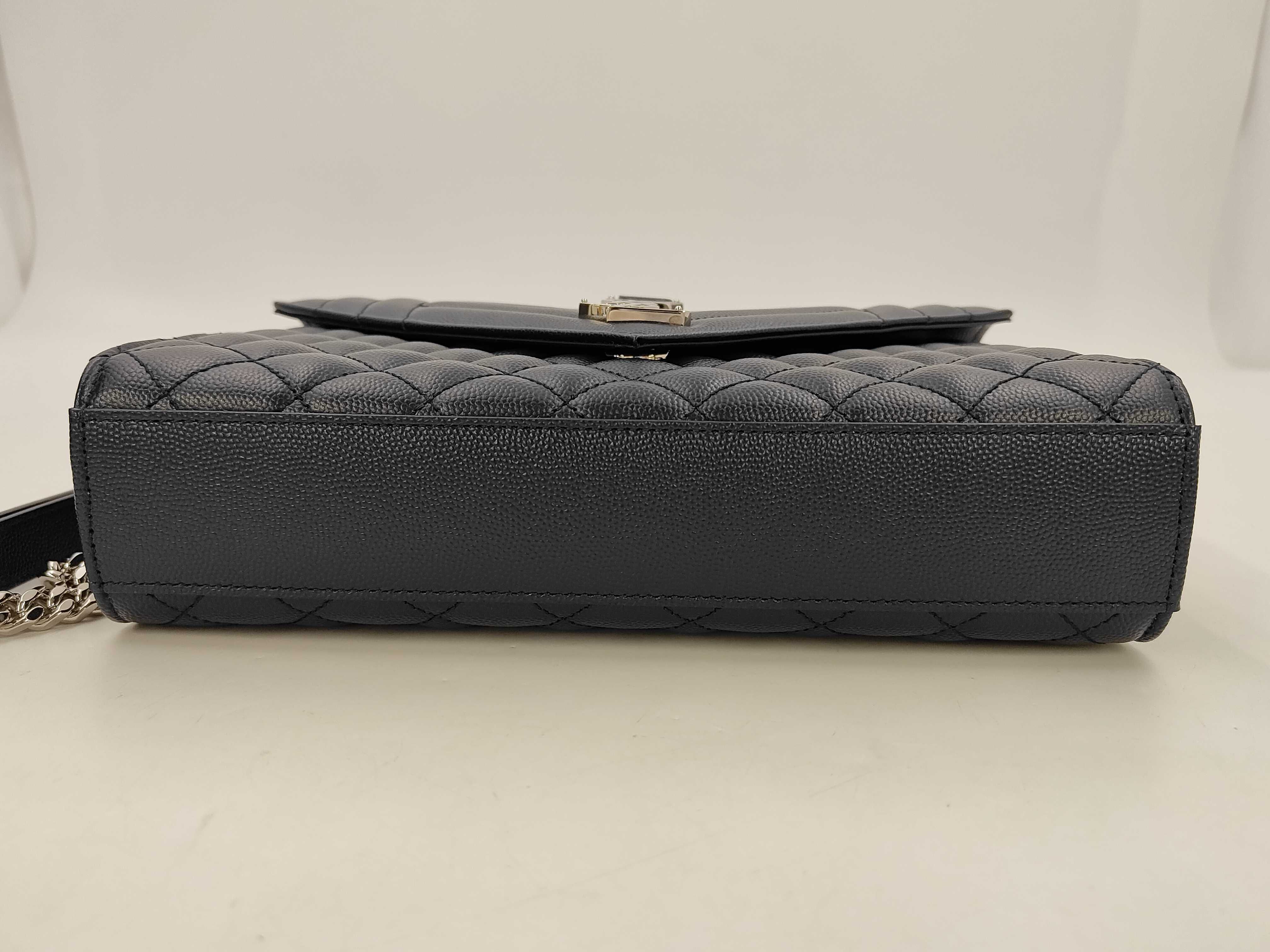 Envelope Medium Shoulder Bag, Chevron & Diamond Quilting, Navy, Silver Hardware, 600185 (Shoulder Bag) — view 7