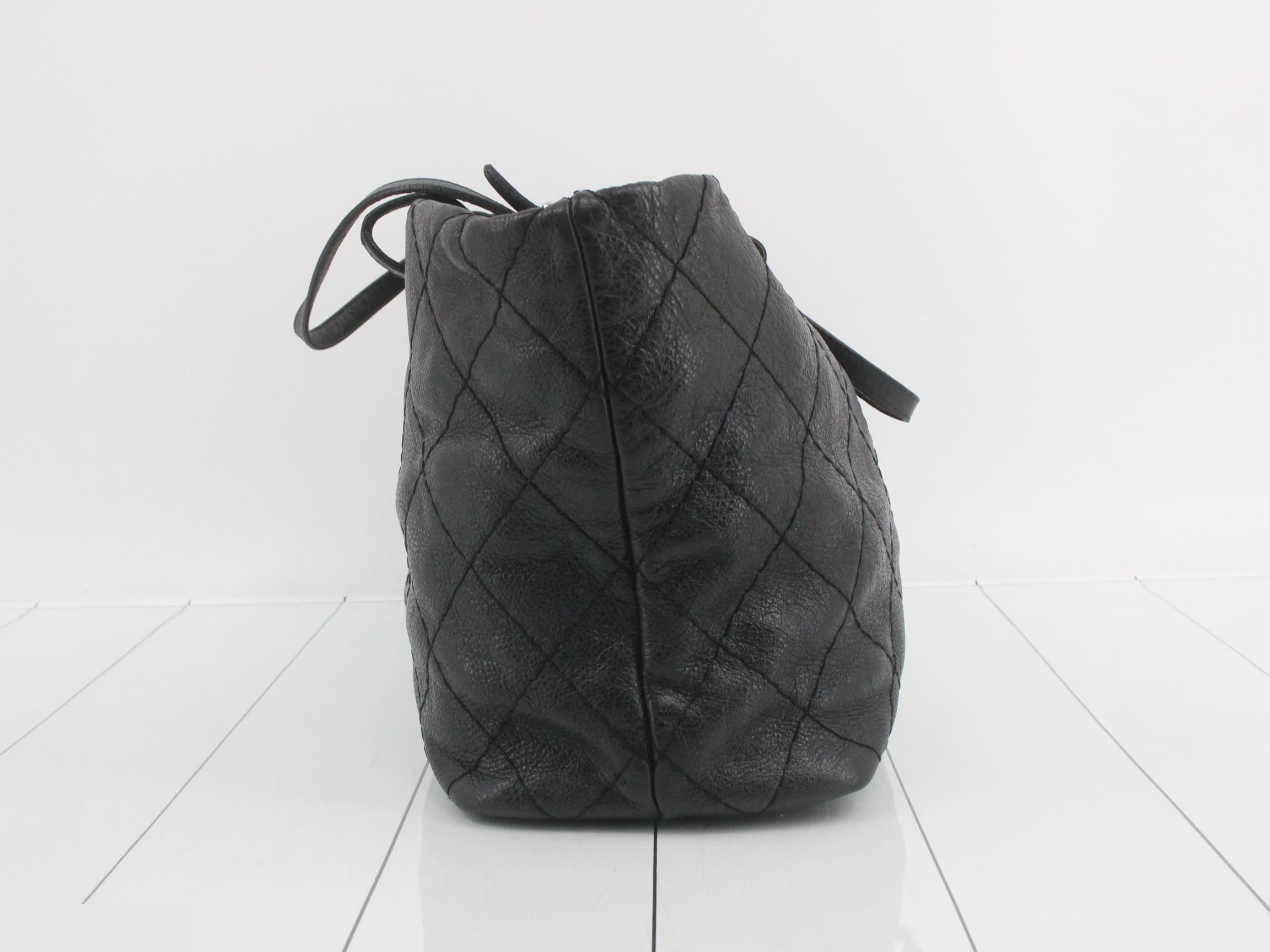 On the Road Leather Tote Bag, Black, Silver Hardware — view 4