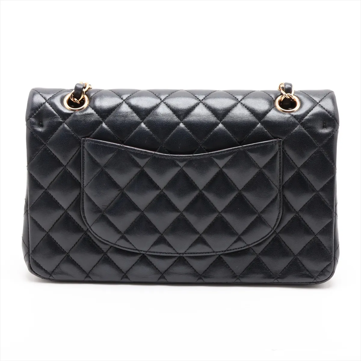 [Individually packaged] Chanel Matelassé 25 Lambskin Double Flap Double Chain Bag, Black with Gold Hardware, 24343415, Serial Number 24, A01112 — view 2