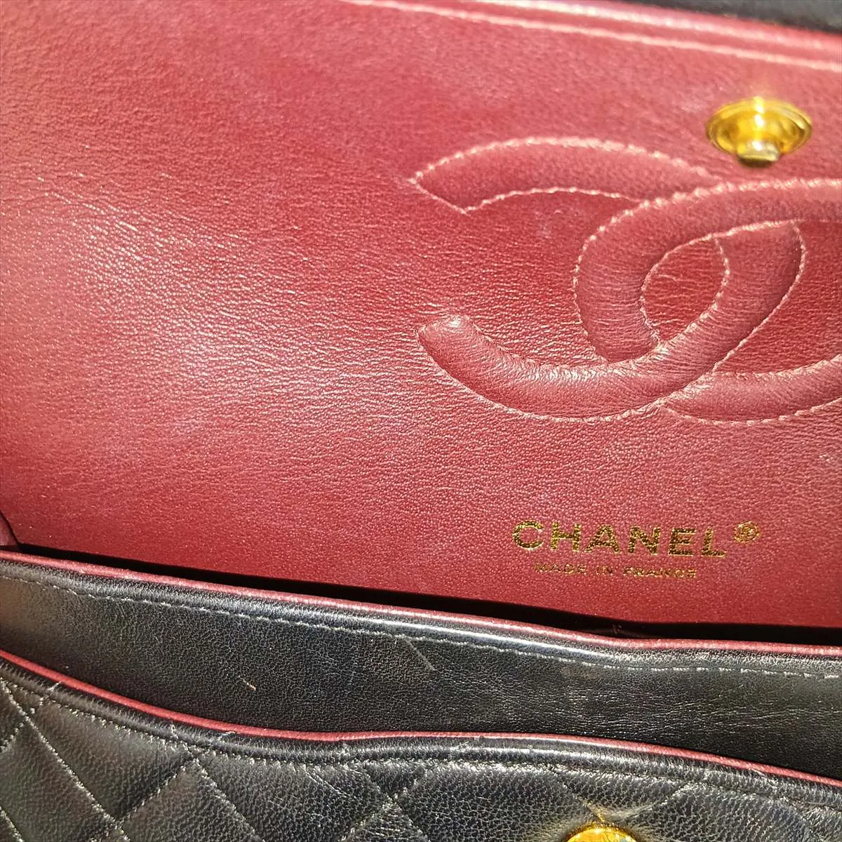 [Individually packaged] Chanel Matelassé 25 Lambskin Double Flap Double Chain Bag, Black with Gold Hardware, 24343415, Serial Number 24, A01112 — view 11