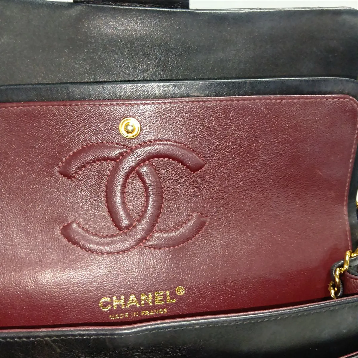 [Individually packaged] Chanel Matelassé 25 Lambskin Double Flap Double Chain Bag, Black with Gold Hardware, 24343415, Serial Number 24, A01112 — view 12