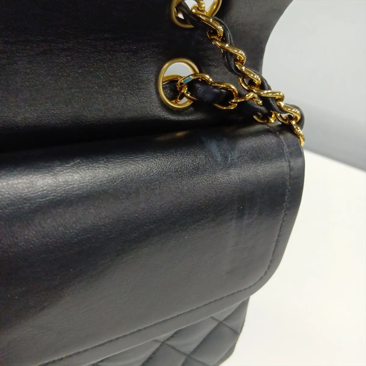 [Individually packaged] Chanel Matelassé 25 Lambskin Double Flap Double Chain Bag, Black with Gold Hardware, 24343415, Serial Number 24, A01112 — view 14