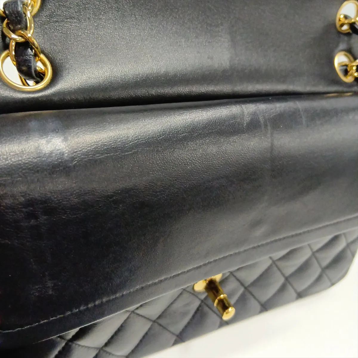 [Individually packaged] Chanel Matelassé 25 Lambskin Double Flap Double Chain Bag, Black with Gold Hardware, 24343415, Serial Number 24, A01112 — view 15