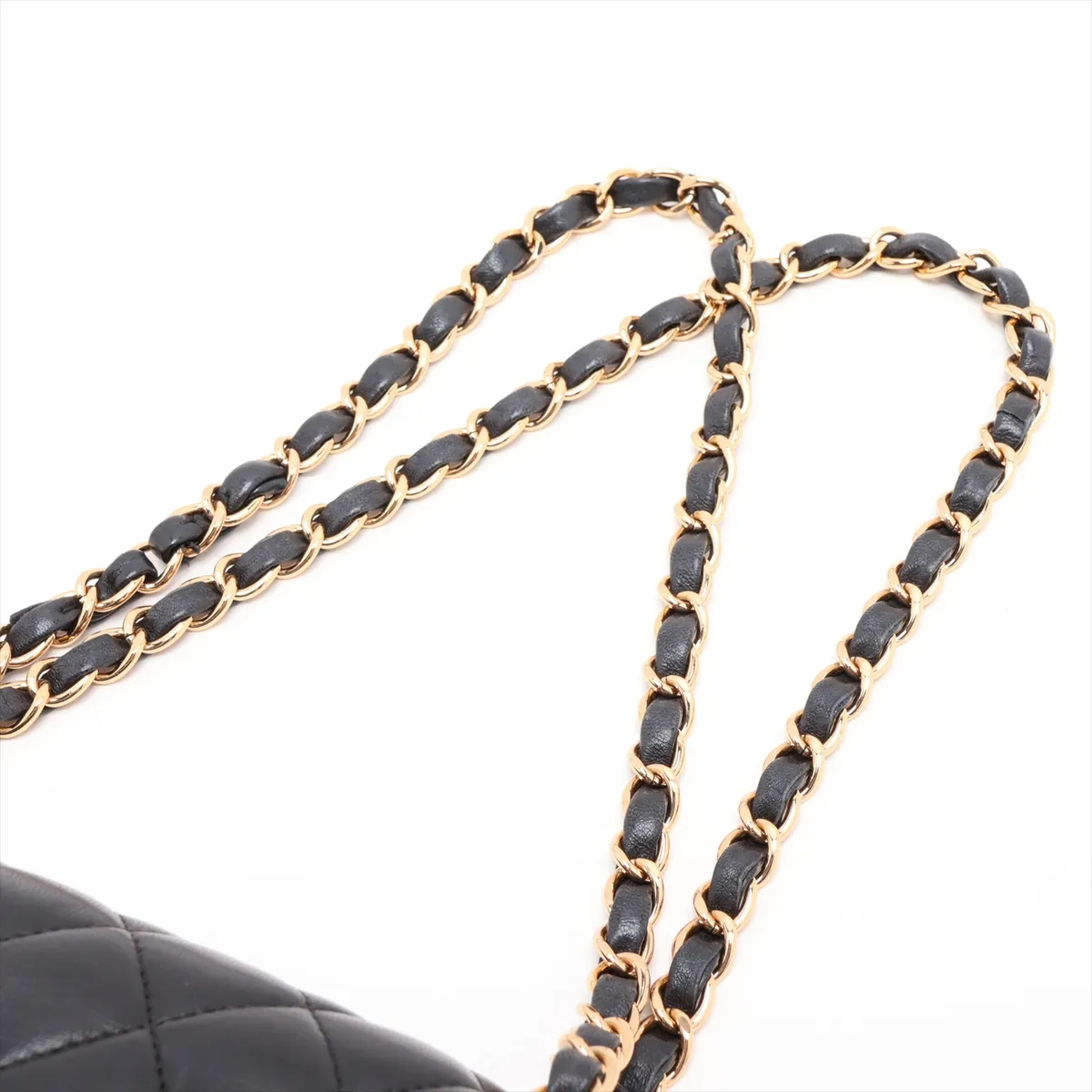 [Individually packaged] Chanel Matelassé 25 Lambskin Double Flap Double Chain Bag, Black with Gold Hardware, 24343415, Serial Number 24, A01112 — view 5